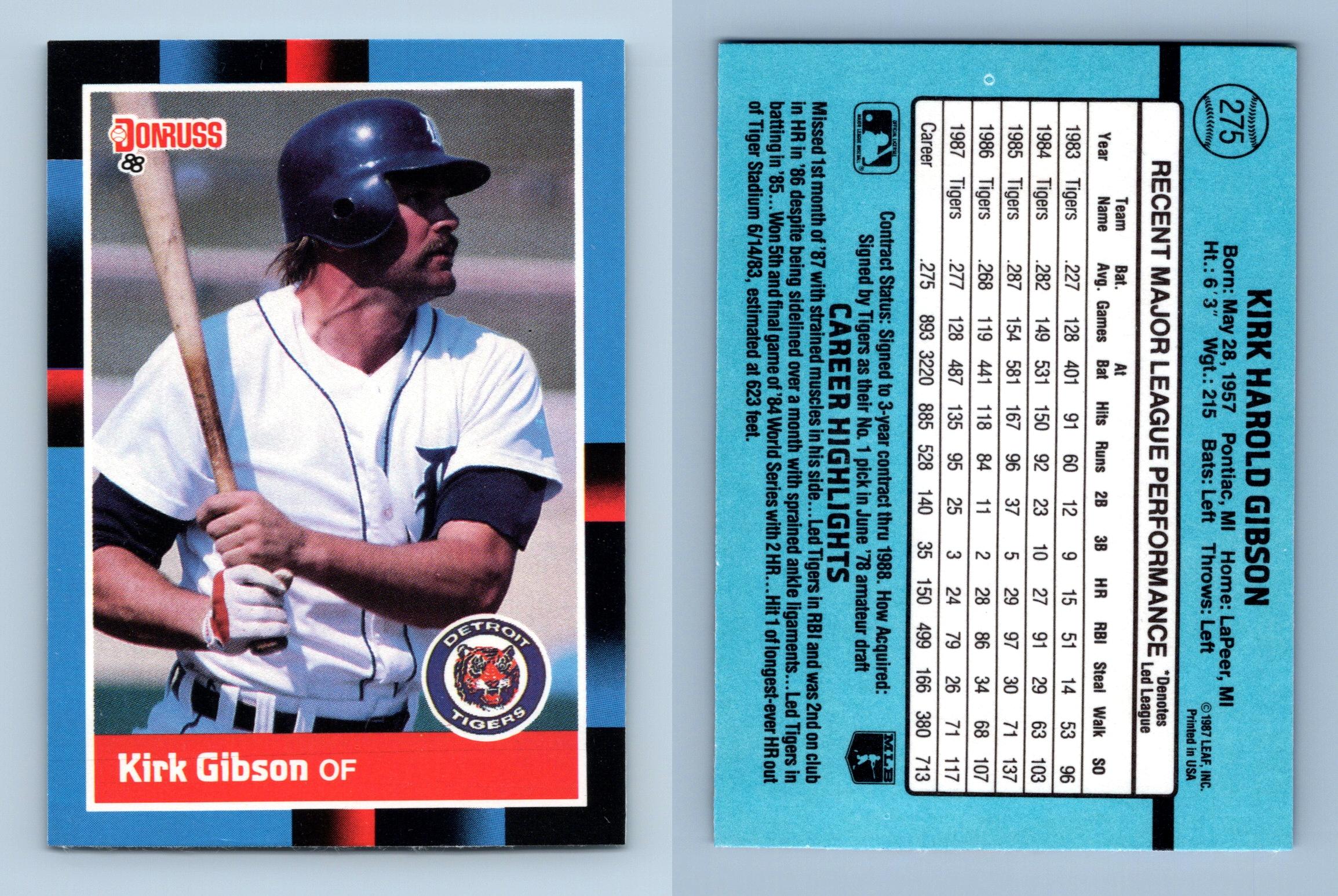 Kirk Gibson - Tigers #275 Donruss 1988 Baseball Trading Card