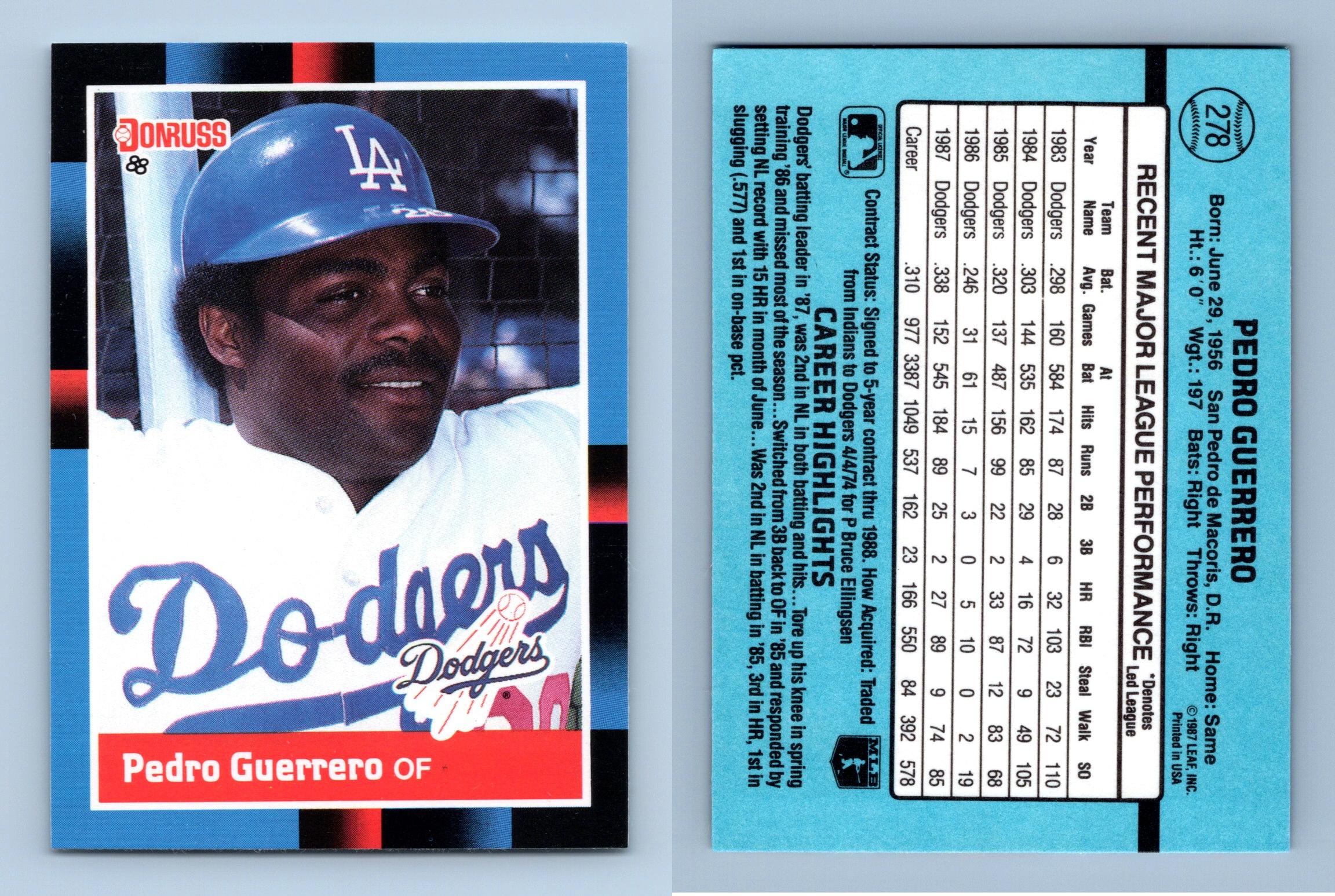 Pedro Guerrero Baseball Trading Cards