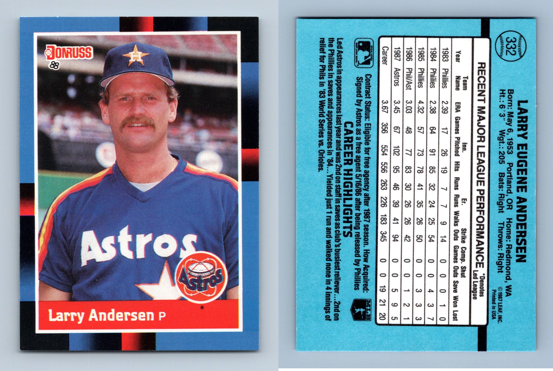 Larry Andersen - Astros #332 Donruss 1988 Baseball Trading Card