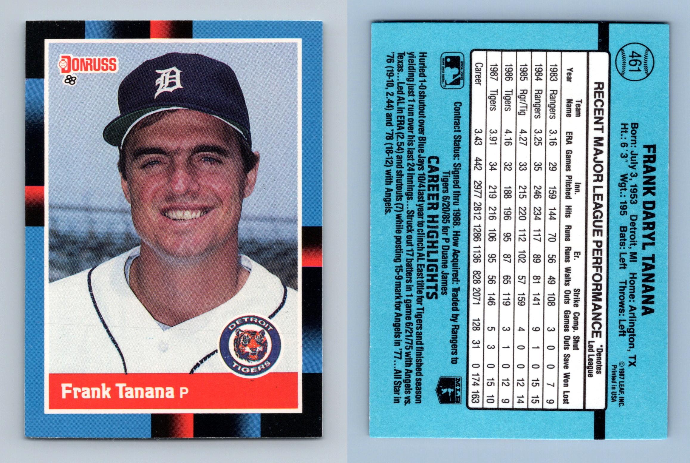 Frank Tanana - Tigers #461 Donruss 1988 Baseball Trading Card