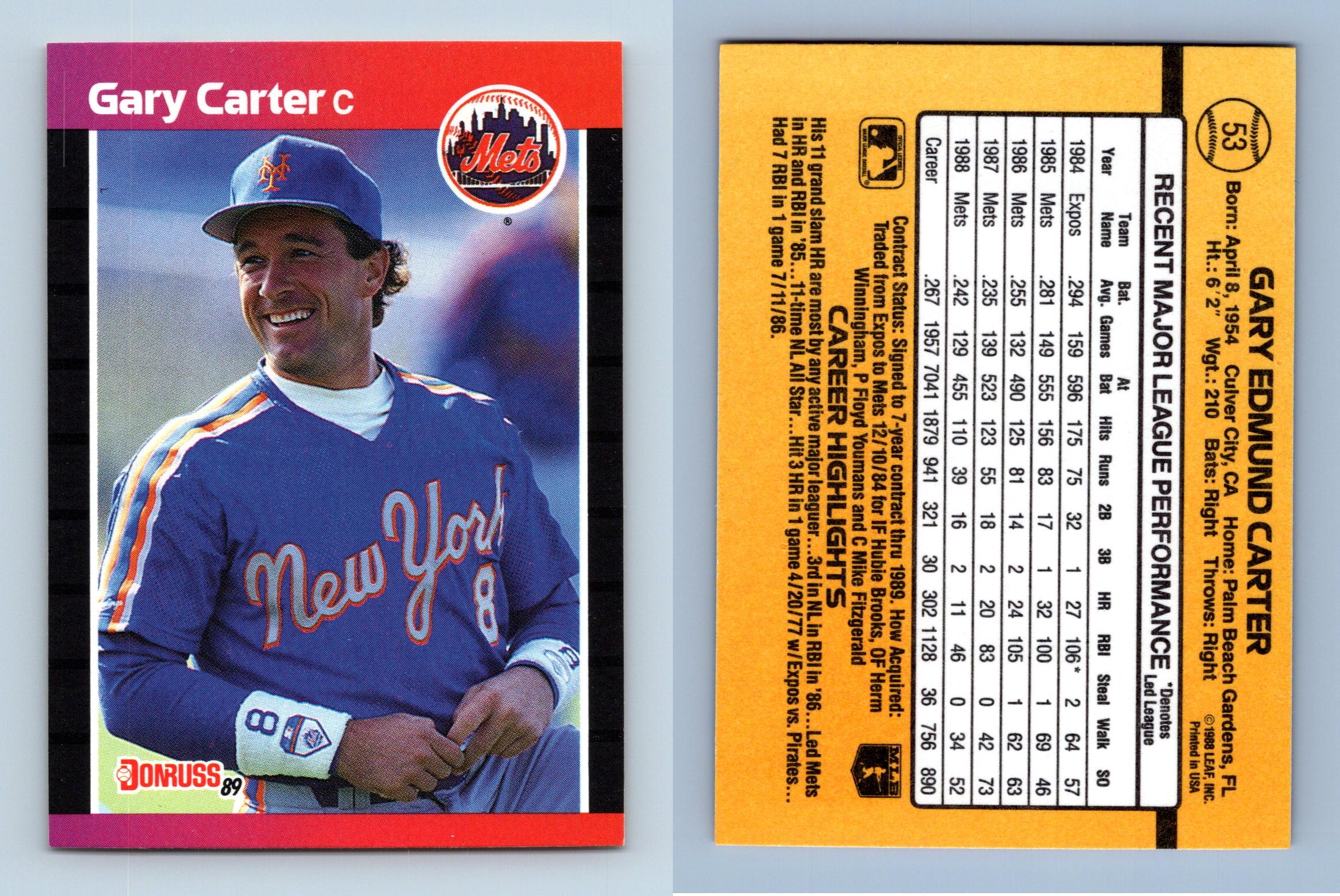 Gary Carter - Mets #53 Donruss 1989 Baseball Trading Card