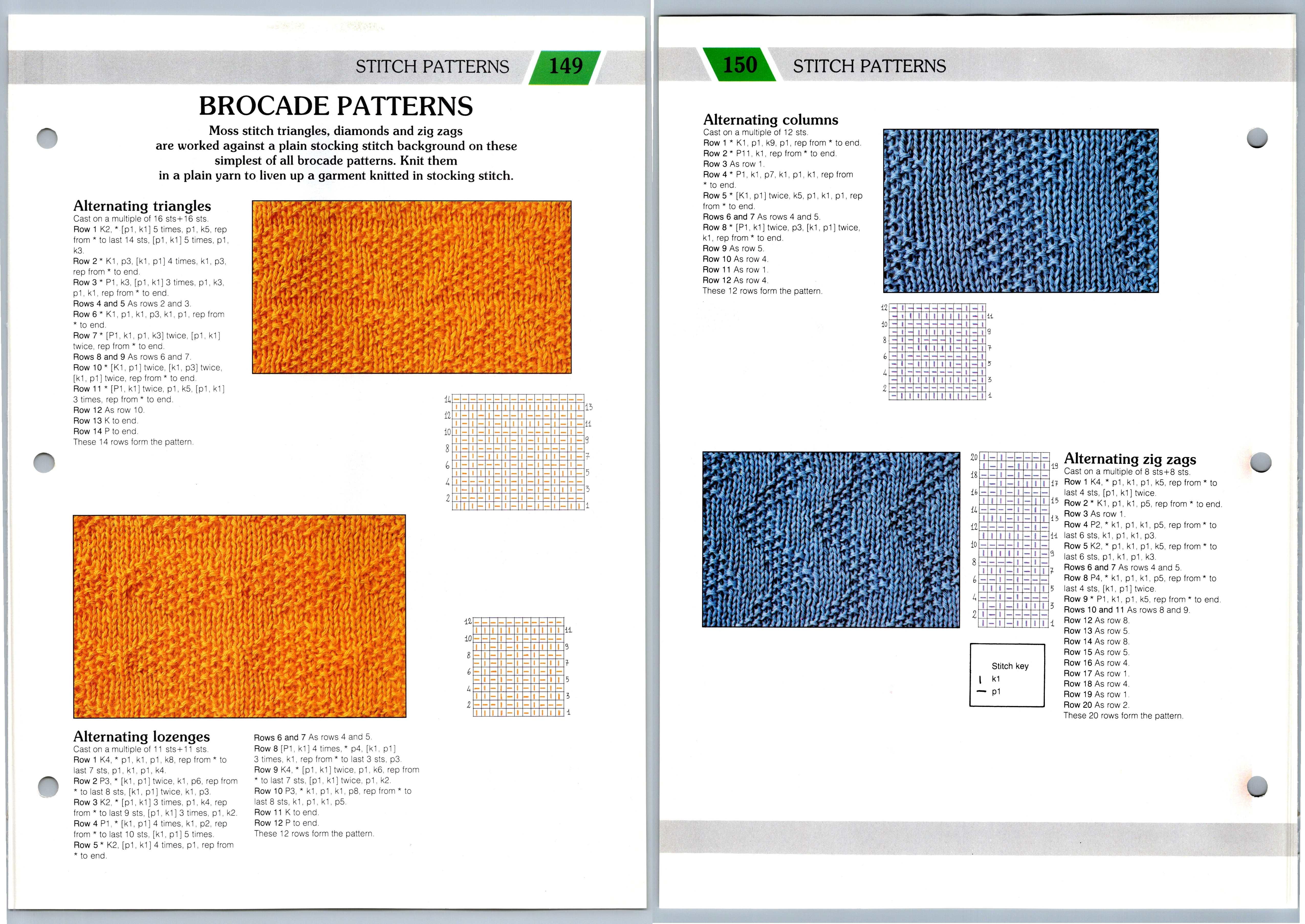 Brocade Patterns #149 & #150 Stitch Creative Knitting Pattern