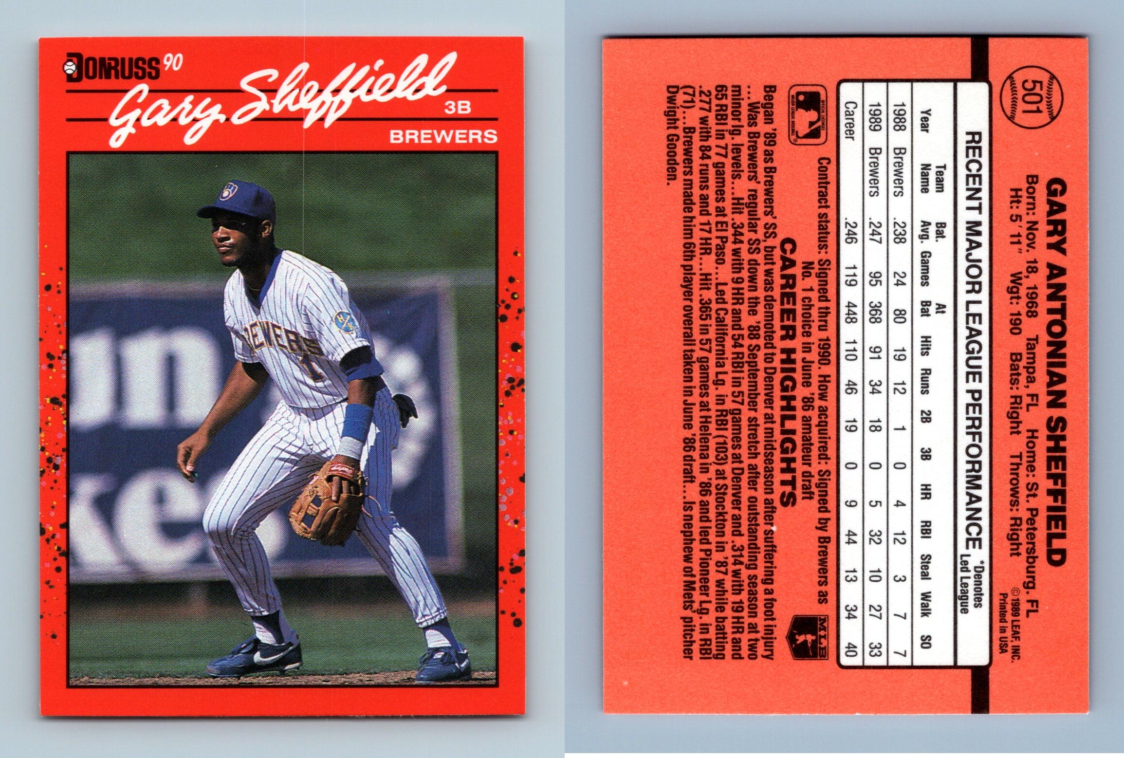 Gary Sheffield - Brewers #501 Donruss 1990 Baseball Trading Card