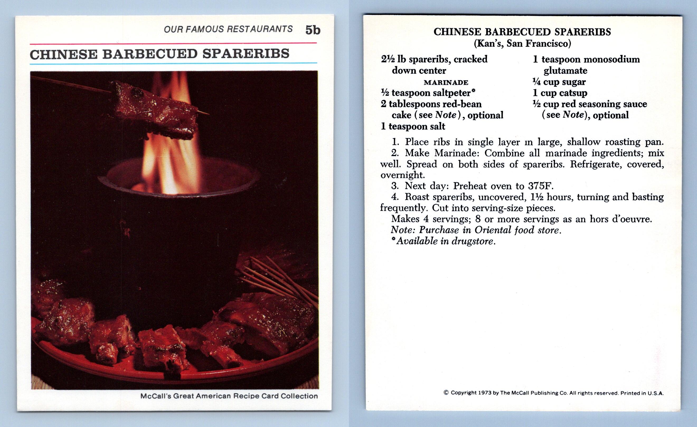Chinese Barbecued Spareribs 5b Restaurants McCall's Great American