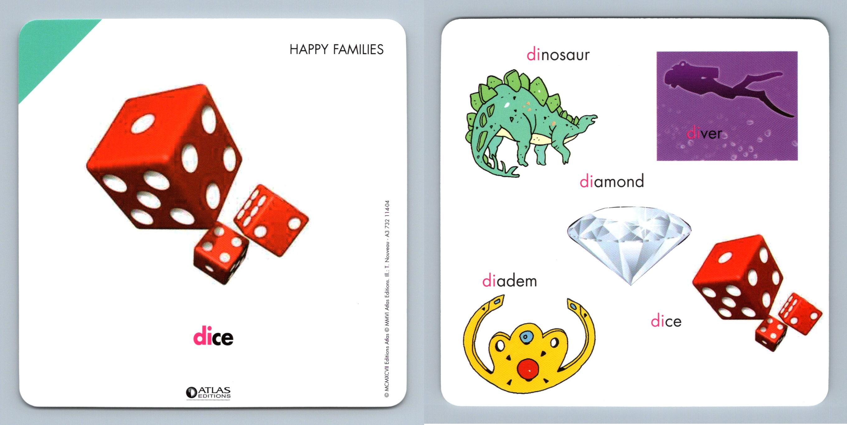 Dice - Happy Families - Atlas Editions Play & Learn Flash Card