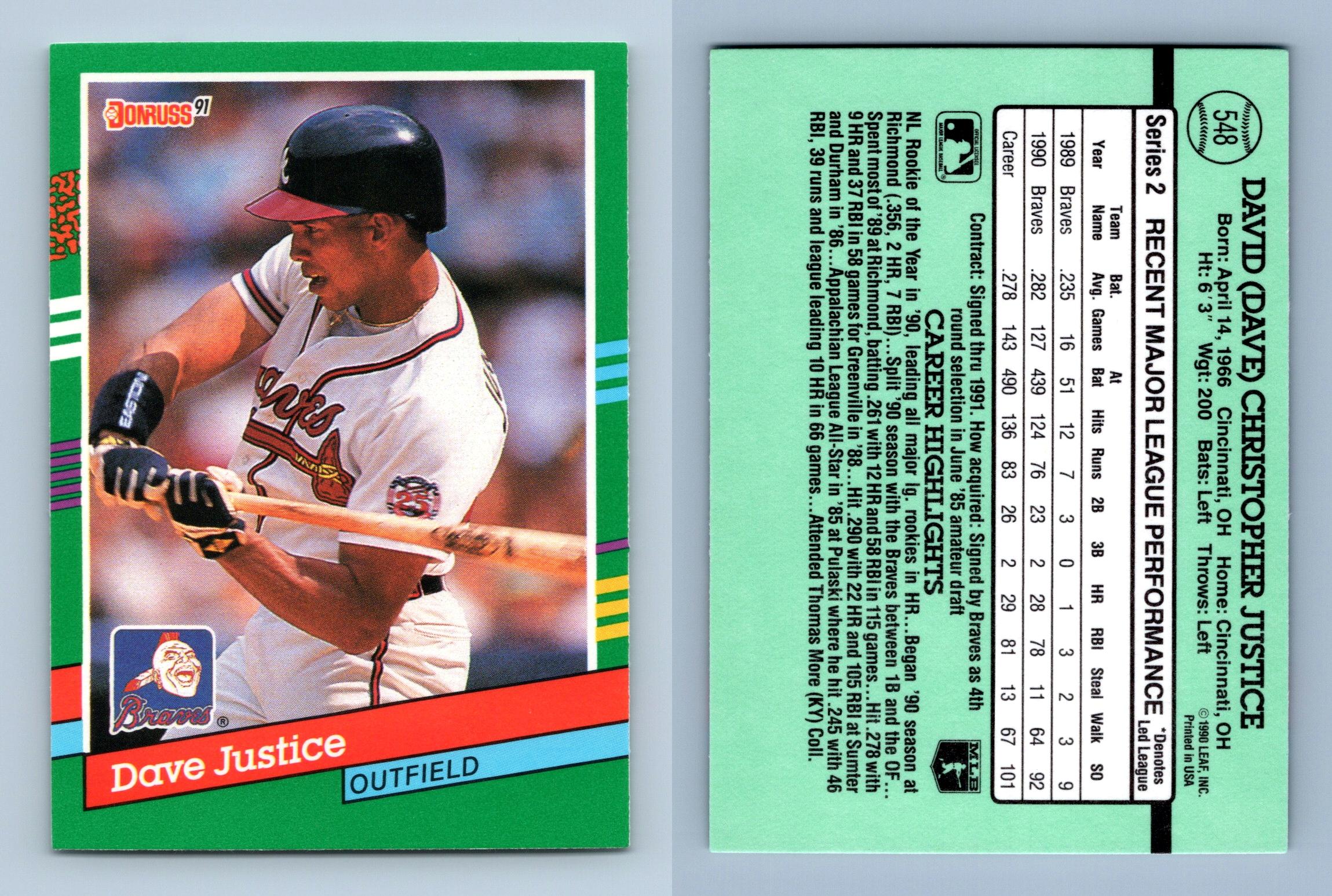 Topps David Justice Baseball Trading Cards
