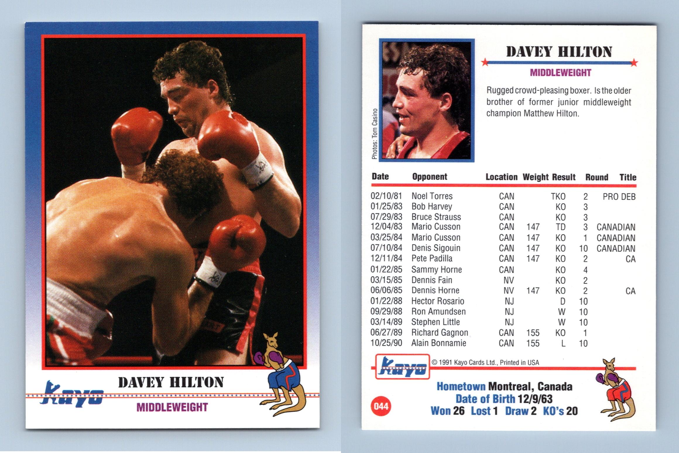 Davey Hilton #44 Kayo Boxing 1991 Trading Card