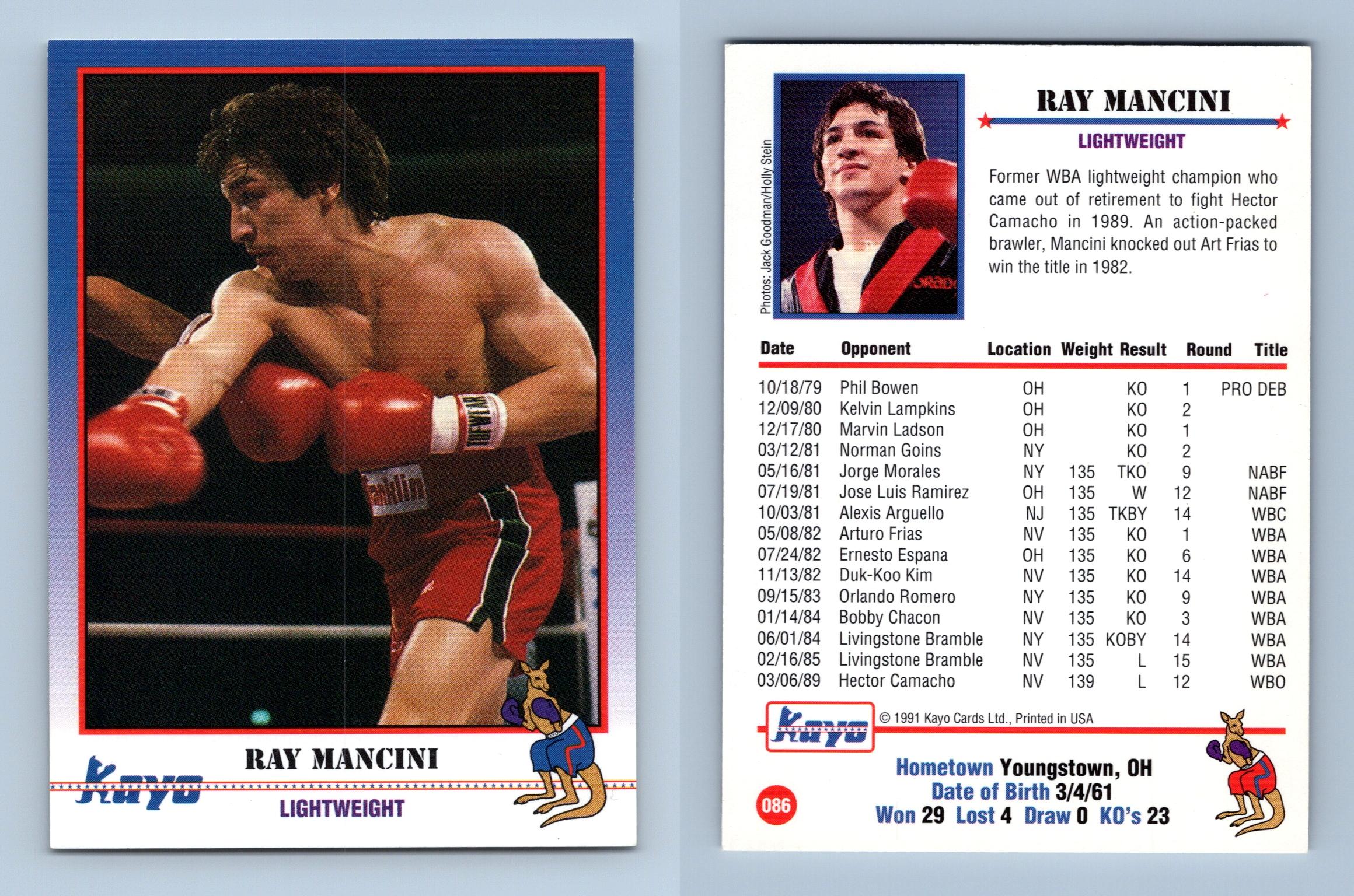 Ray Mancini #86 Kayo Boxing 1991 Trading Card