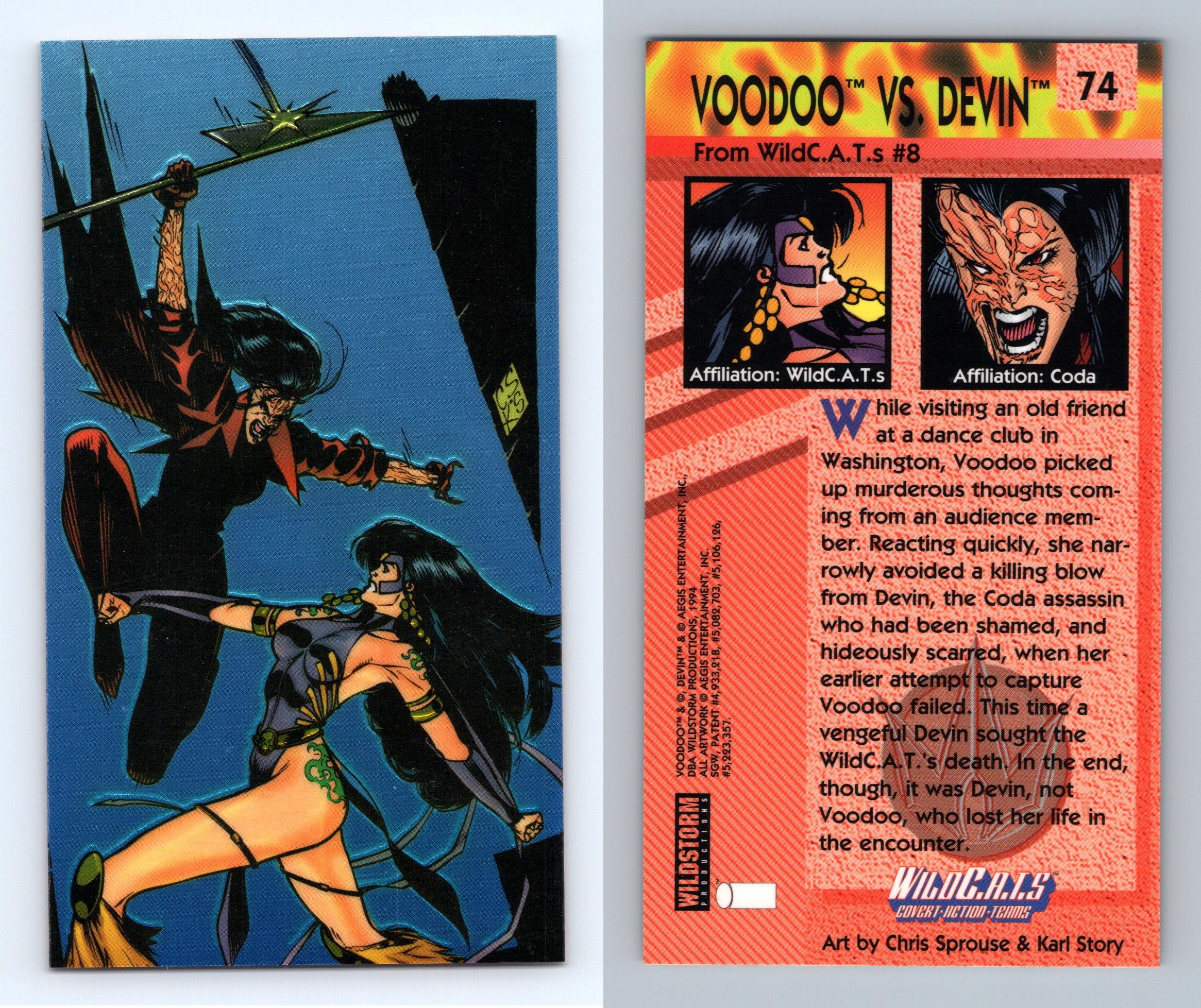 Voodoo Vs Devin 74 Wildc A T S 1994 Wildstorm Chrome Trading Card