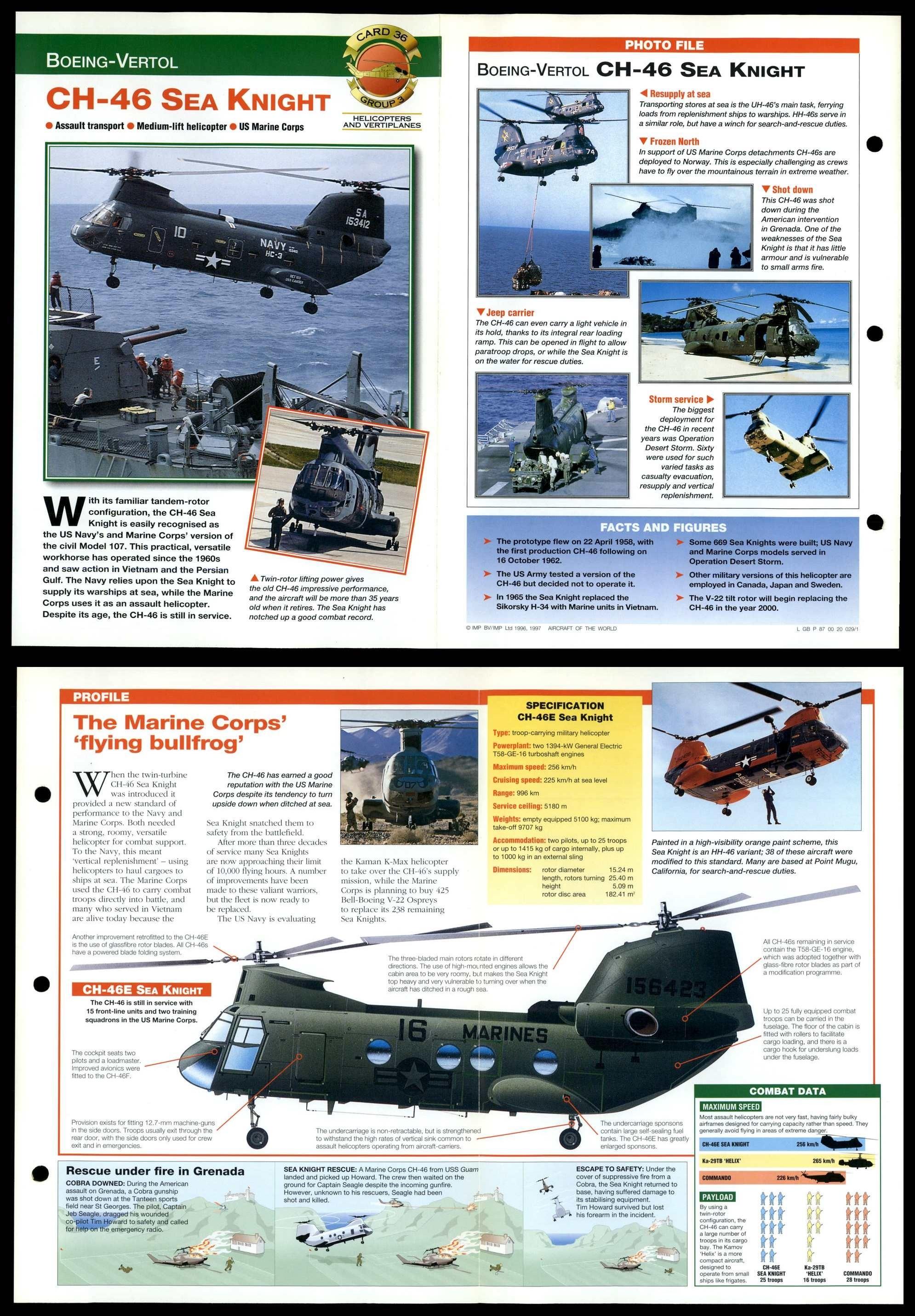 CH-46 Sea Knight #36 Helicopters Aircraft Of The World Fold-Out Card
