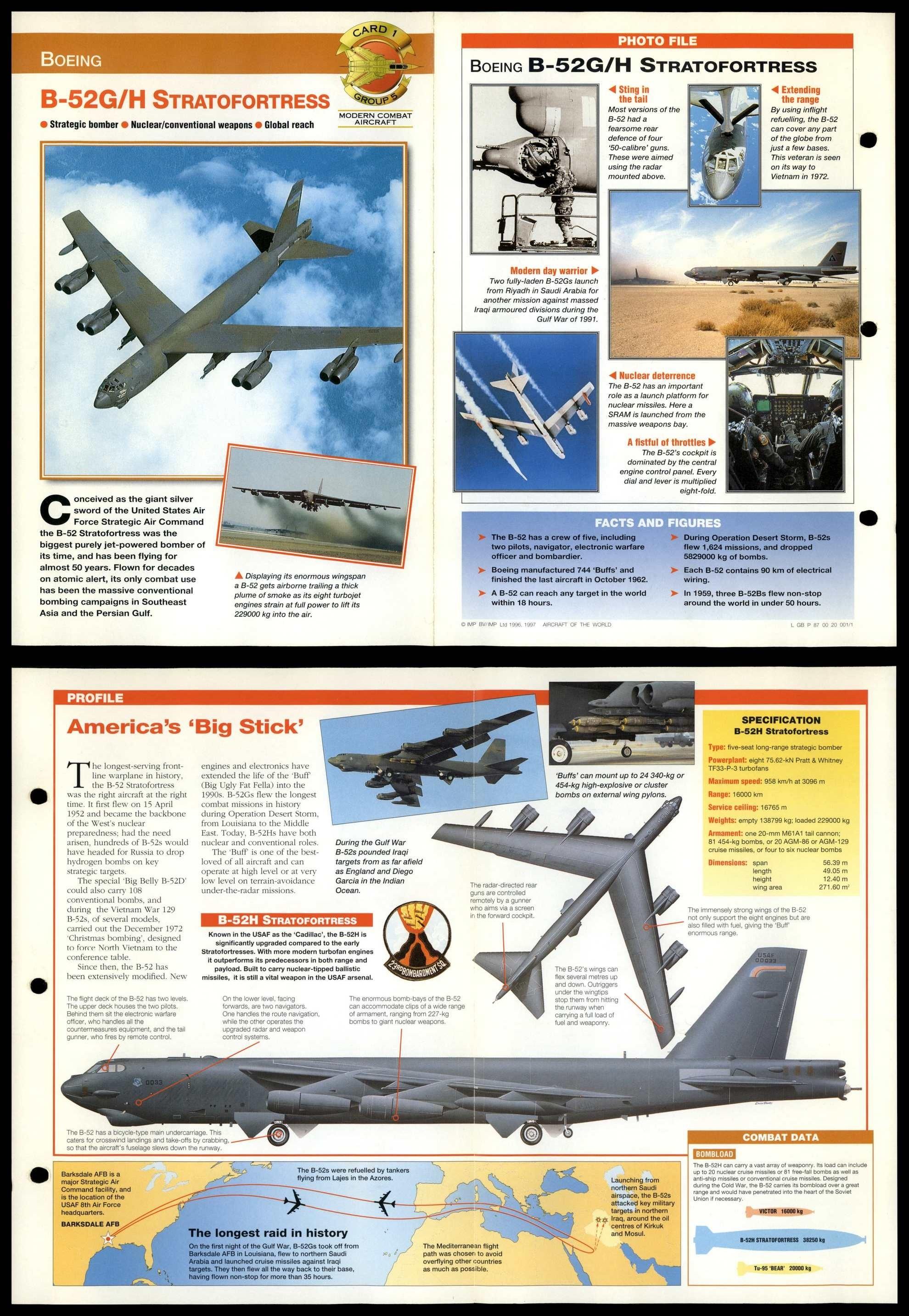 B-52G/H Stratofortress #1 Modern Combat Aircraft Of The World Fold-Out Card