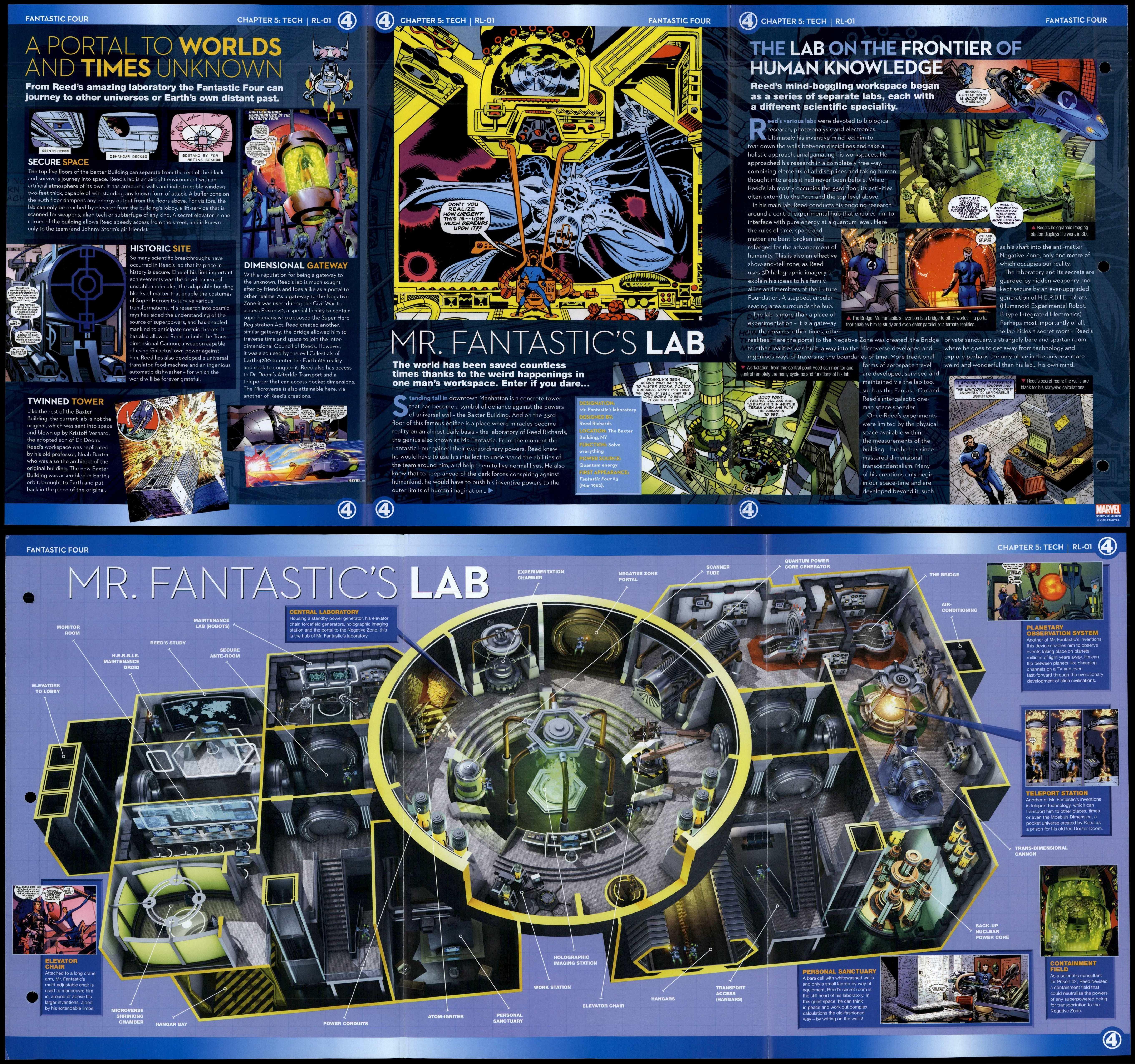 Marvel Type Lab Mr Fantastic's Lab #RL-01 Tech- Fantastic Four Marvel Fact File Fold ...