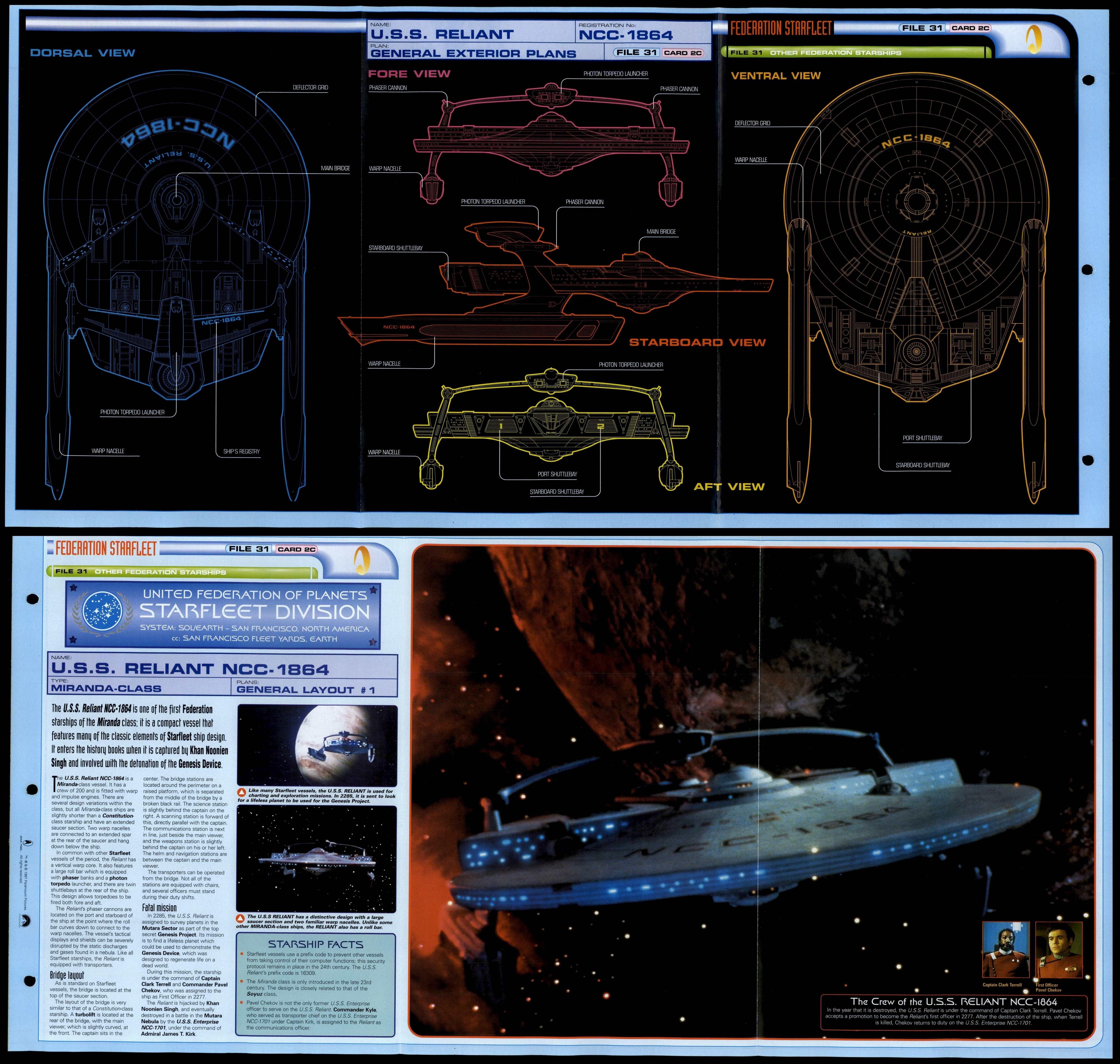 USS Reliant #2C - Other Starships - Star Trek Fact File Fold-Out Page