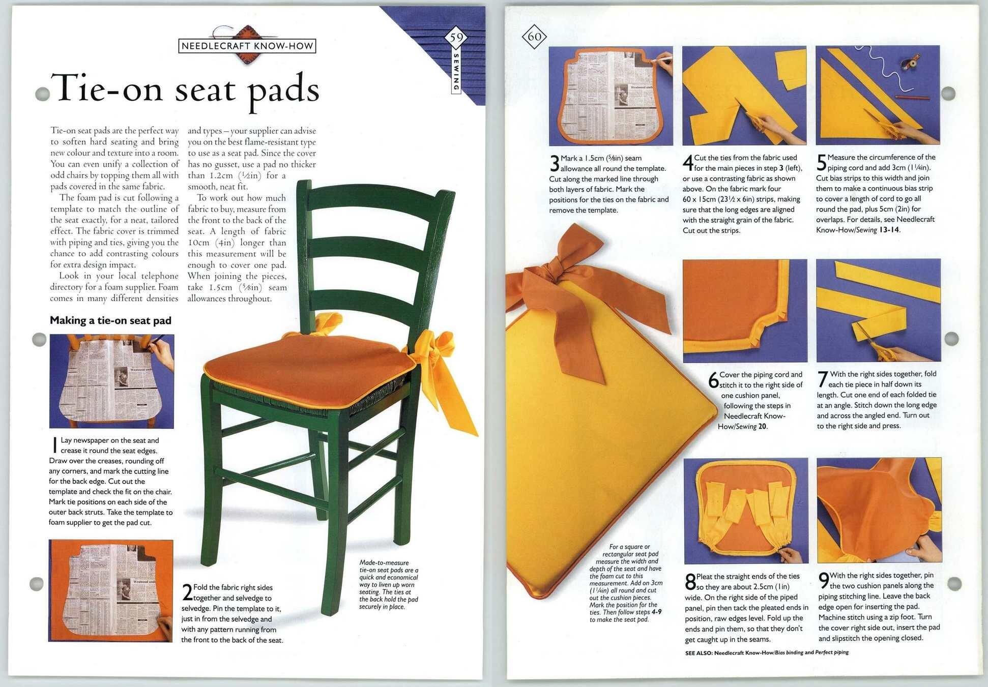 Tie On Seat Pads 59 60 Know How Sewing Needlecraft Magic Pattern