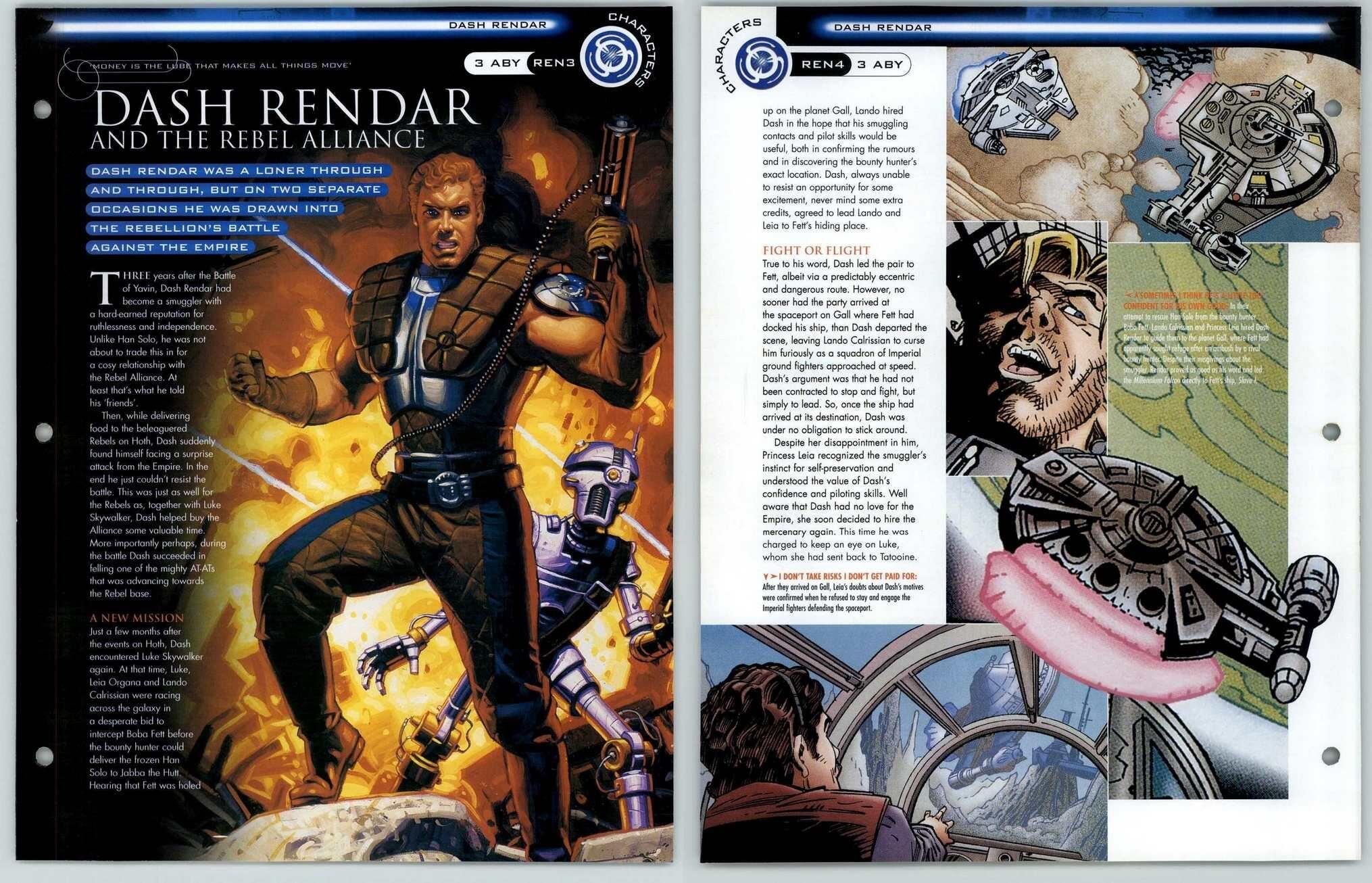 Rebel Alliance #REN3-4 Dash Rendar - Characters - Star Wars Fact File Page