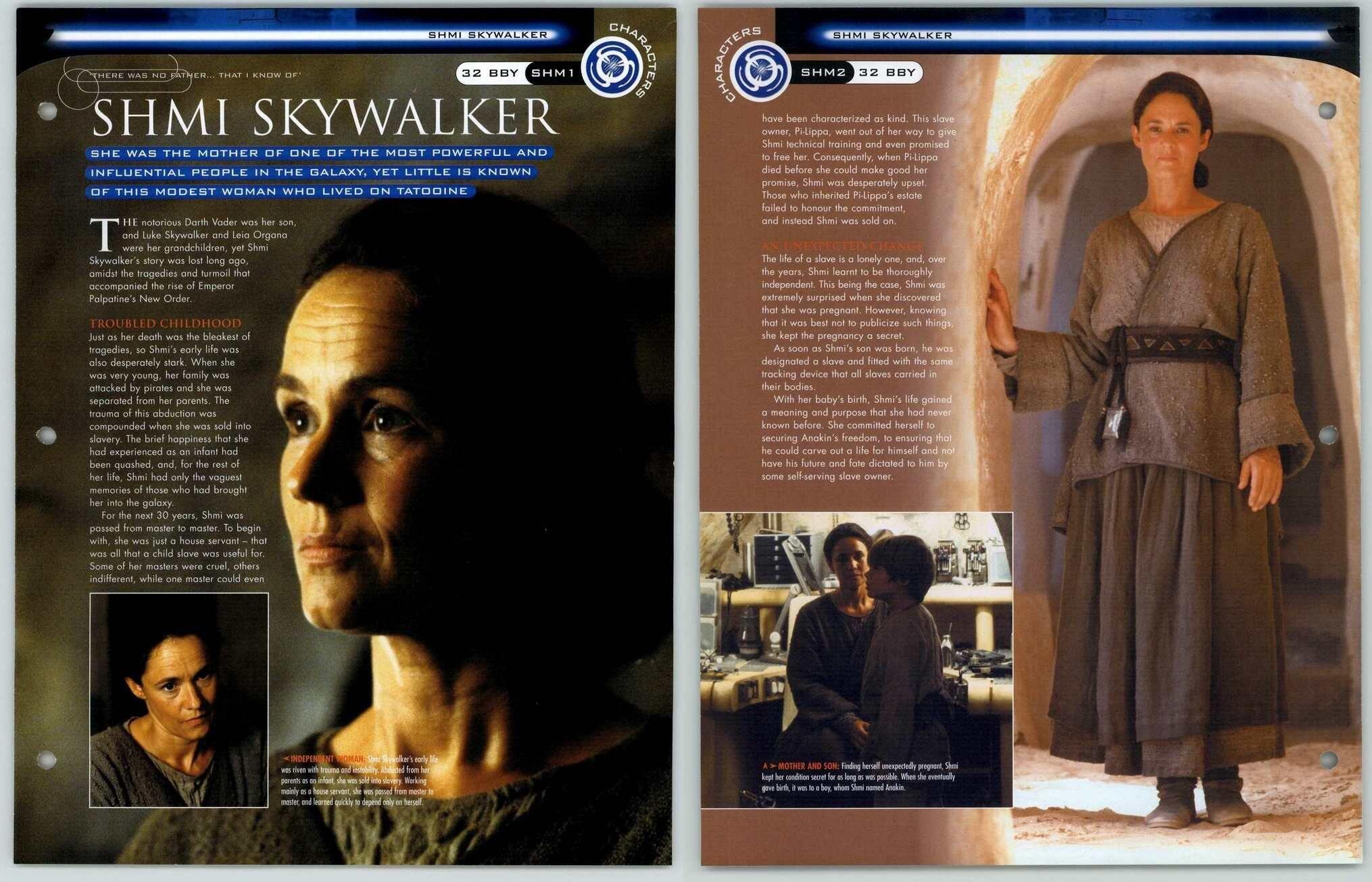 Shmi Skywalker #SHM1-2 - Characters - Star Wars Fact File Page