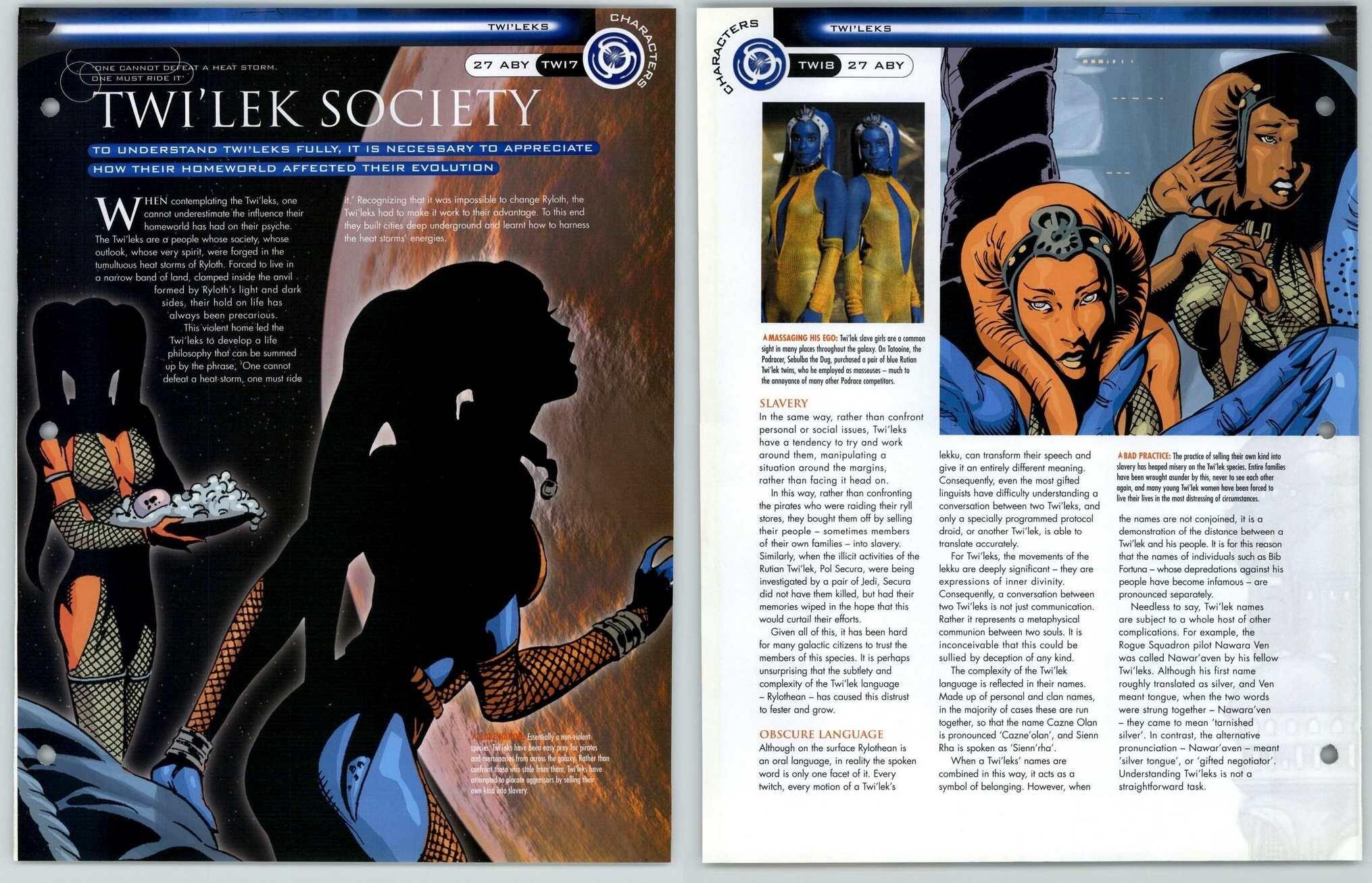 Twi'Lek Society #TWI7-8 Twi'Leks - Characters - Star Wars Fact File Page