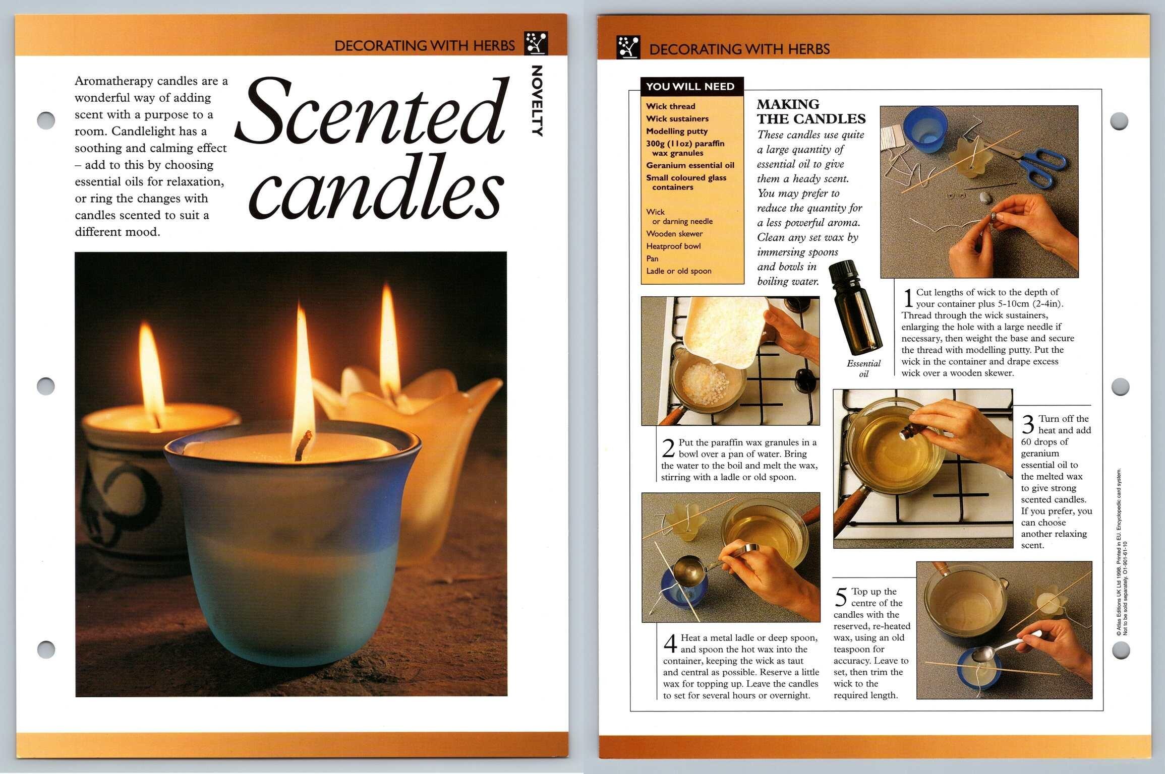 Scented Candles Decorating Secret World Of Herbs Fact File Card