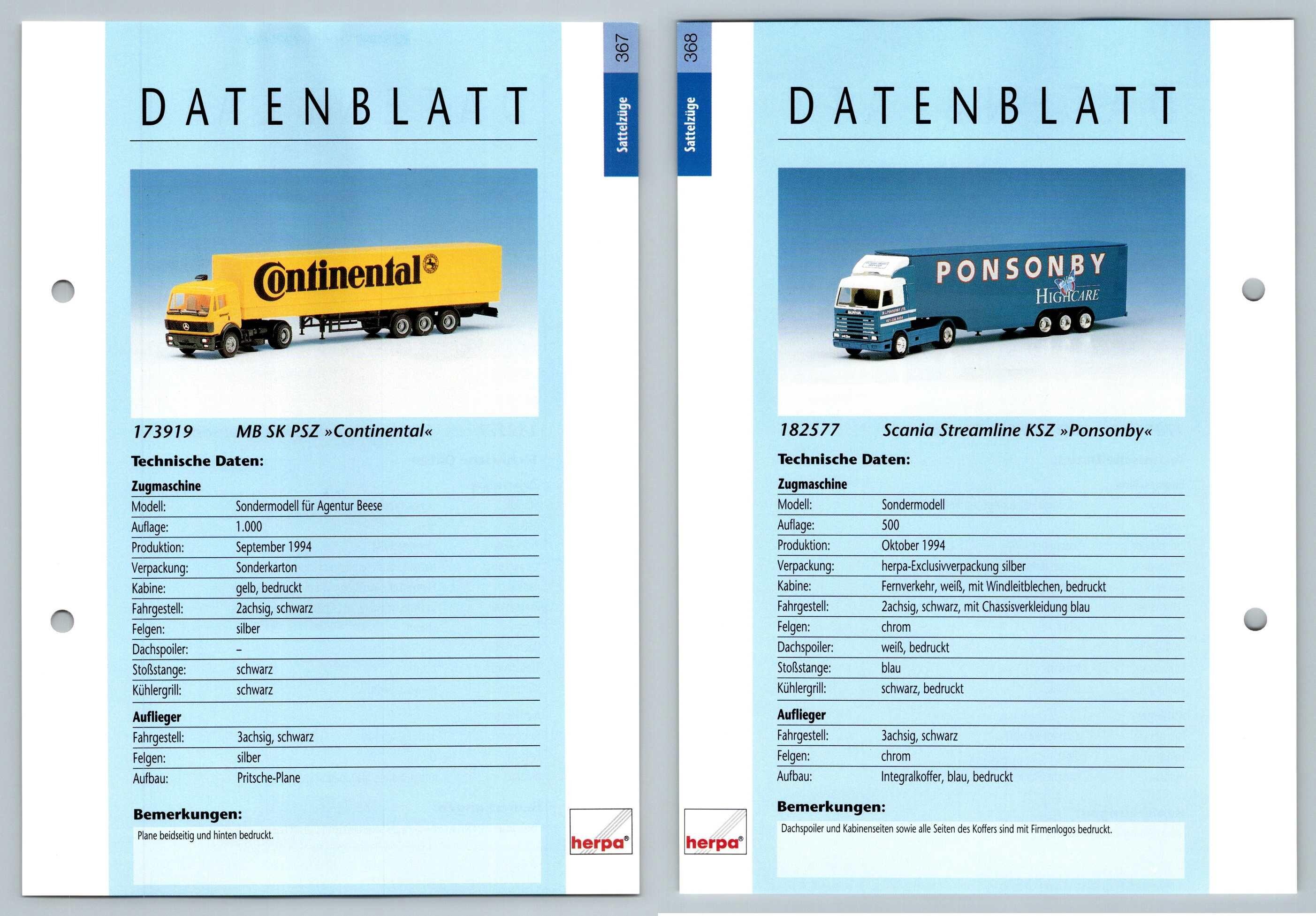 Mb Sk Psz Scania Streamline Ksz 367 8 Sattelzuge Datenblatt Herpa