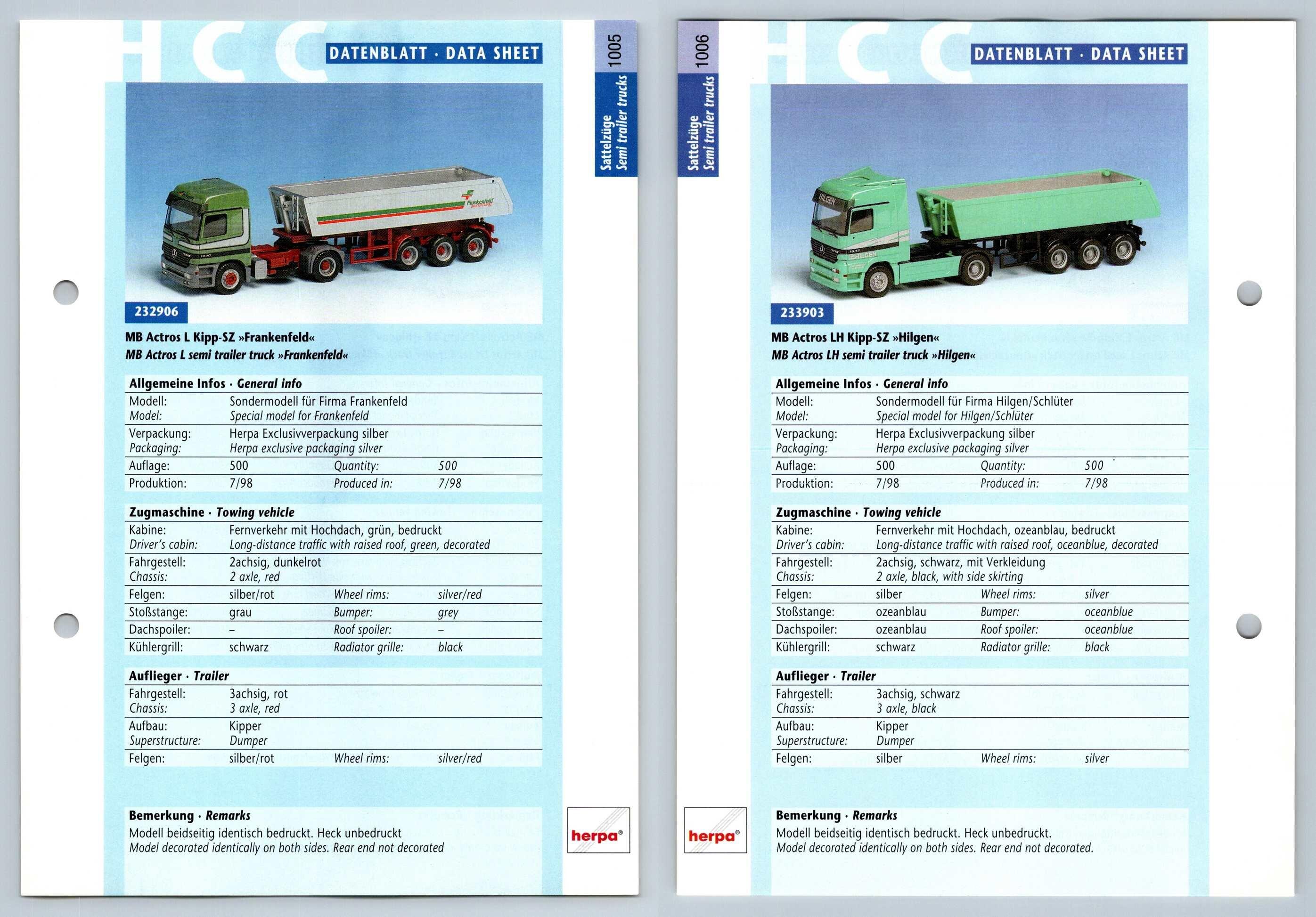 Mb Actros L Kipp Frankenfeld Hilgen 1005 6 Sattelzuge Datenblatt