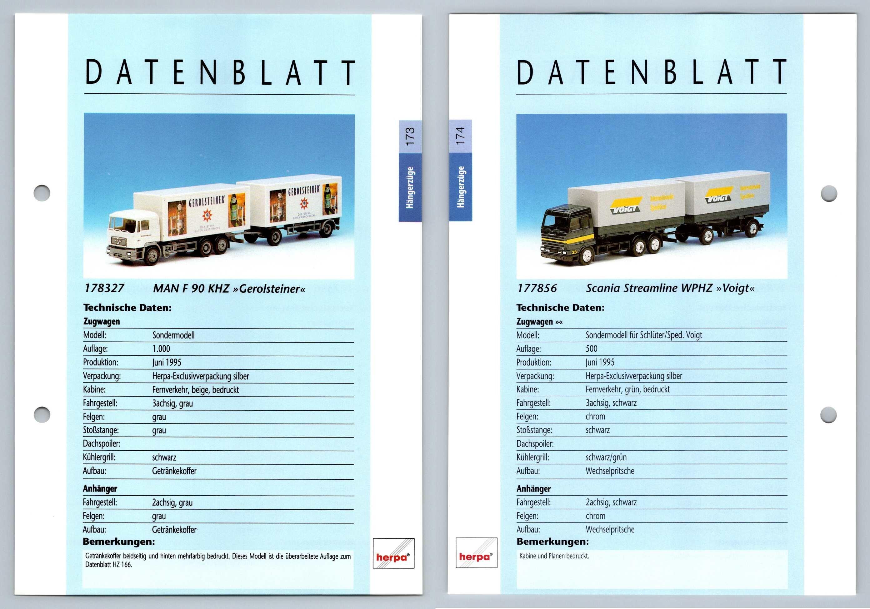 Man F90 Khz Scania Streamline 173 4 Hangerzuge Datenblatt Herpa