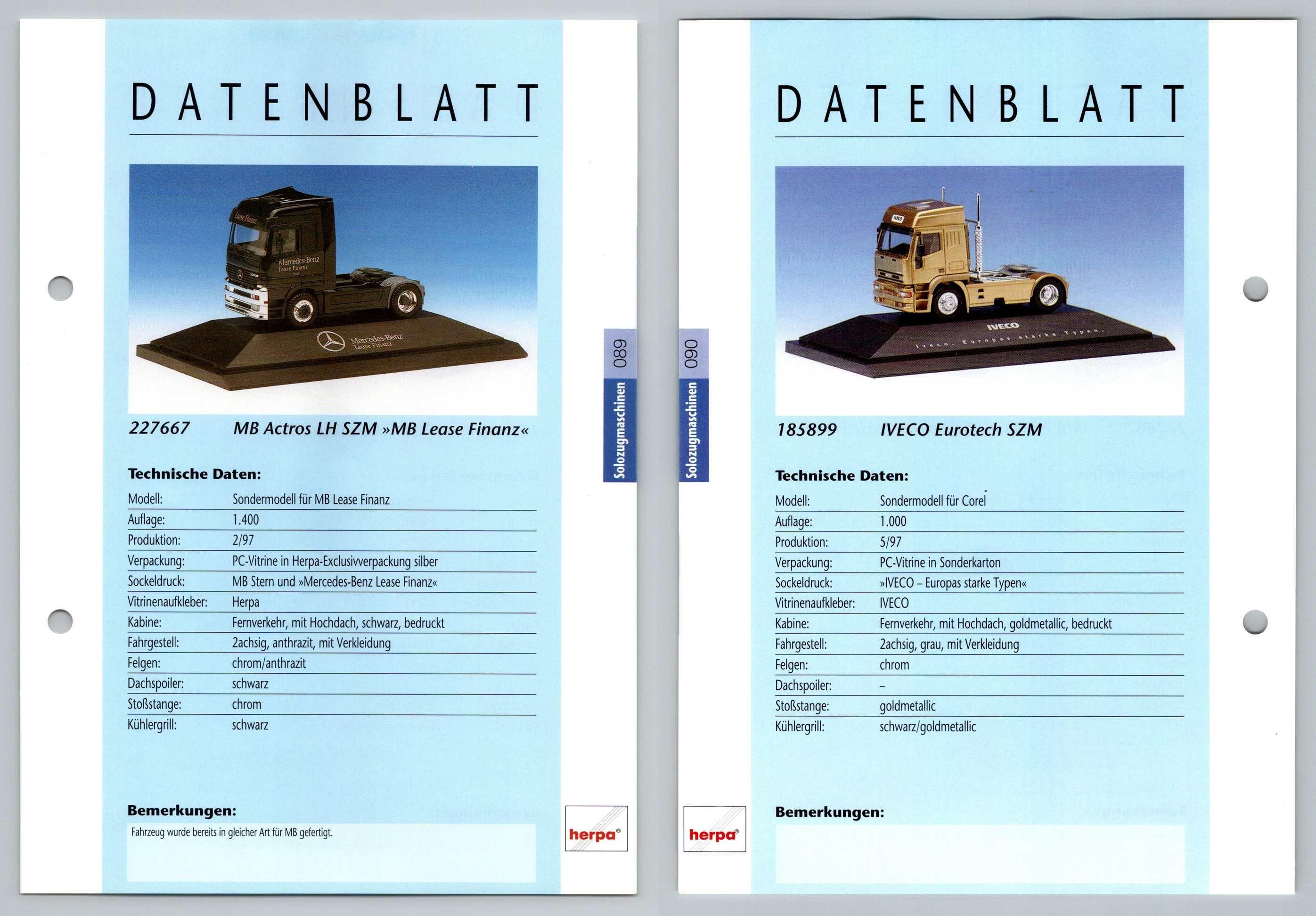 Mb Actros Lh Iveco Eurotech 89 90 Solozugmaschinen Datenblatt