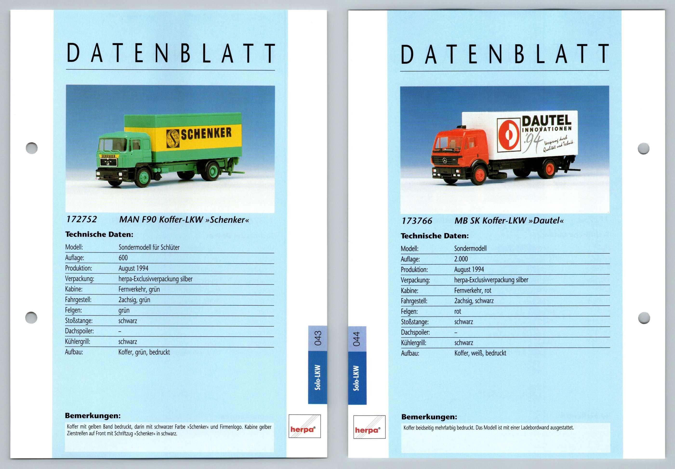 Man F90 Koffer Mb Sk Koffer 43 4 Solo Lkw Datenblatt Herpa Data Sheet