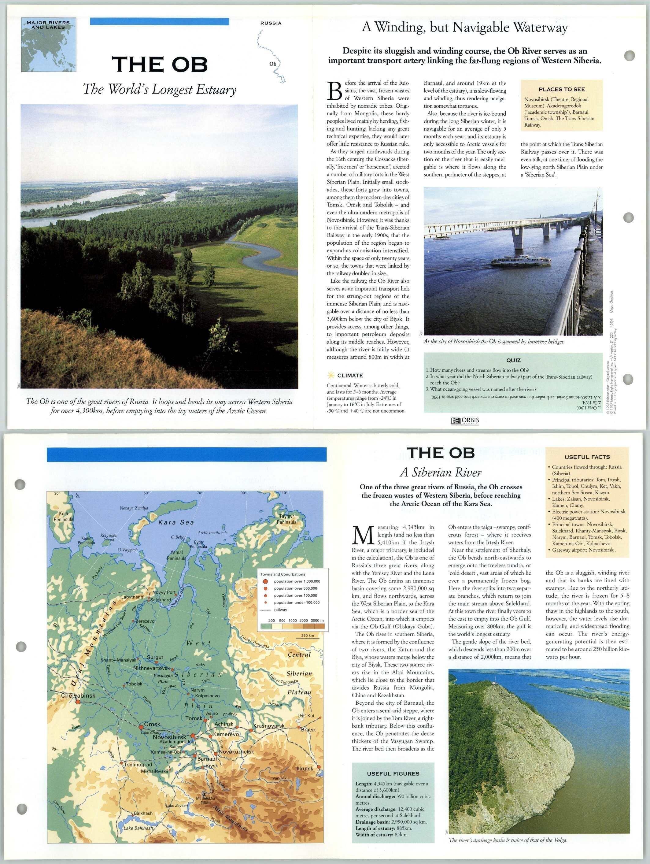 The Ob Rivers & Lakes Atlas Of The World Fact File FoldOut Page