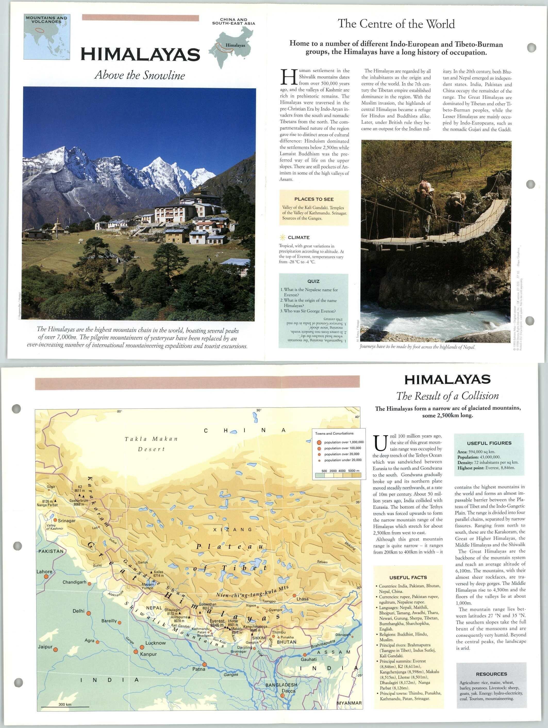 Himalayas - Mountains & Volcanoes - Atlas Of The World - Fact File Fold ...