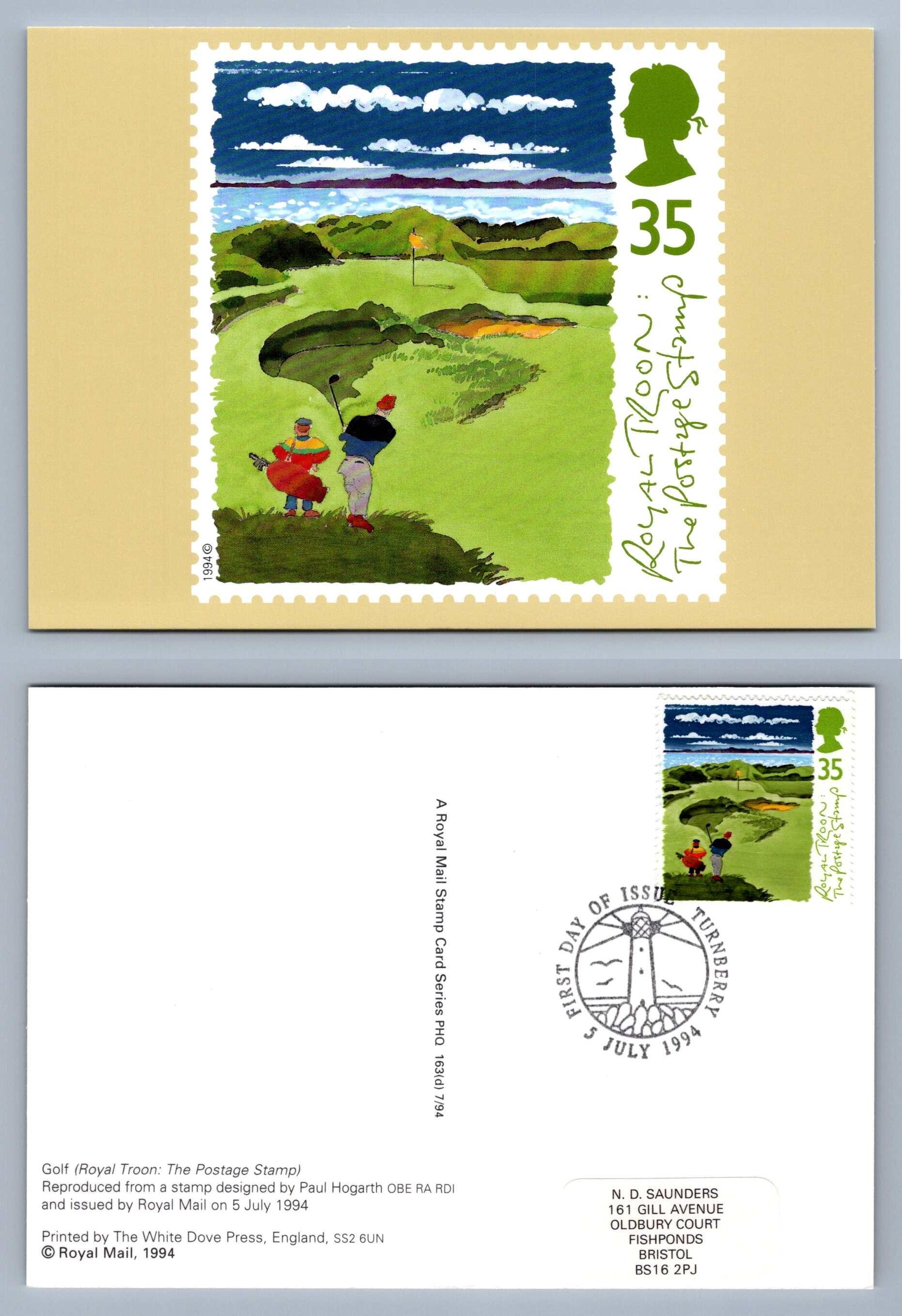 Royal Troon The Postage Stamp / Golf 1994 PHQ 163d H/S Used Card