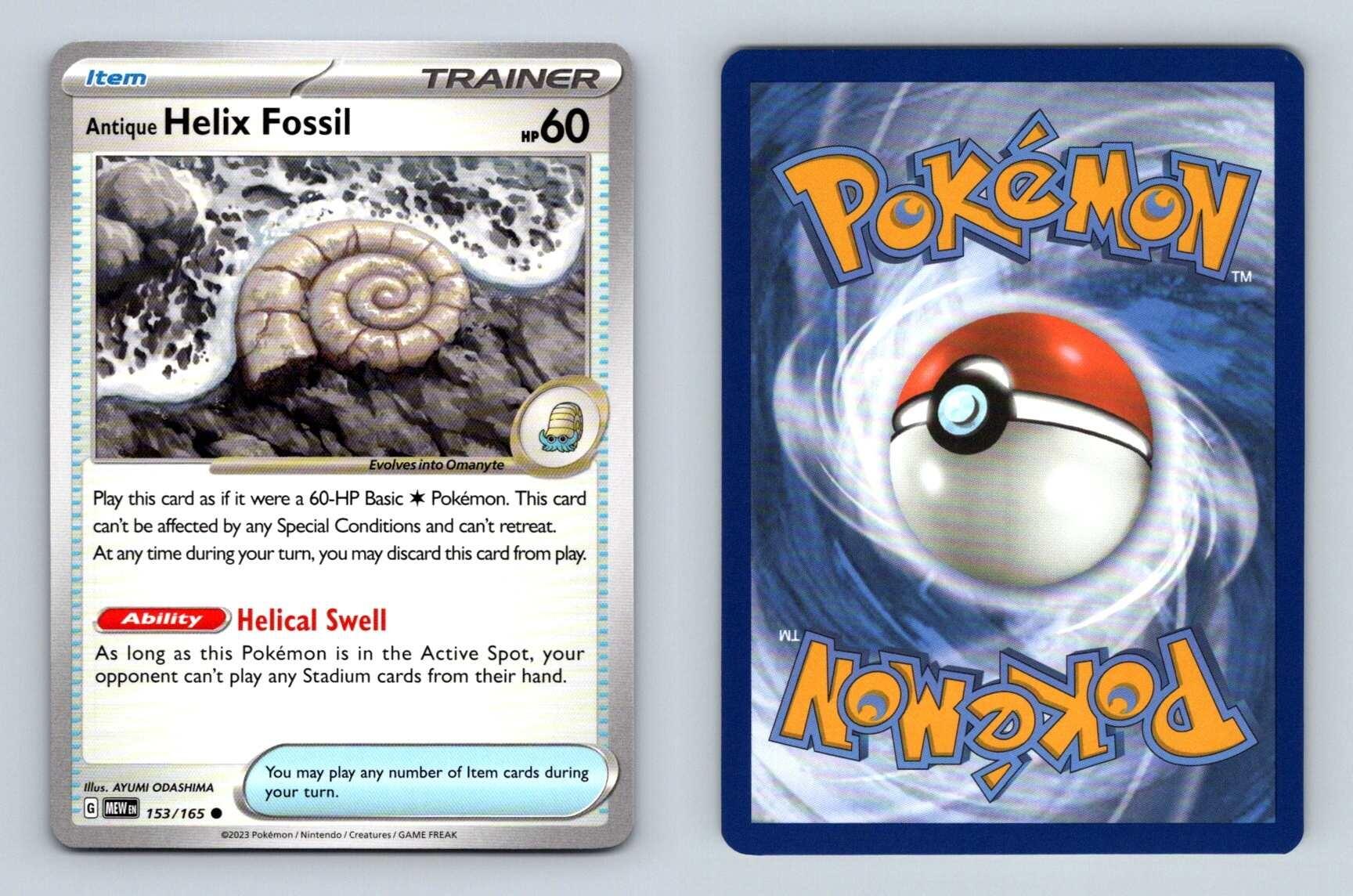 Antique Helix Fossil 153 Scarlet & Violet 151 Pokemon 2023 Common TCG Card