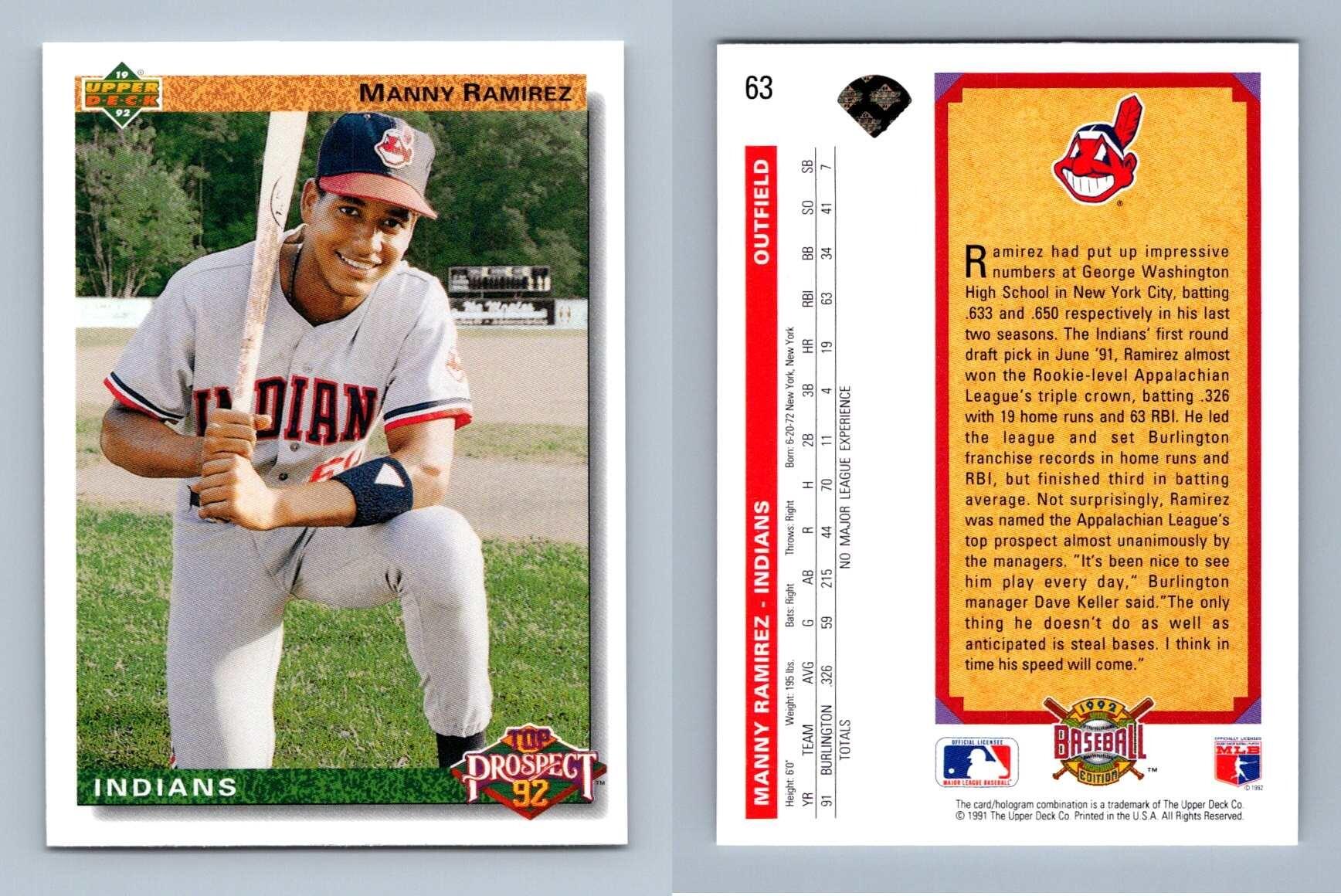 Manny Ramirez - Indians #63 Baseball 1992 Mazzo superiore carta da gioco - Foto 1 di 1