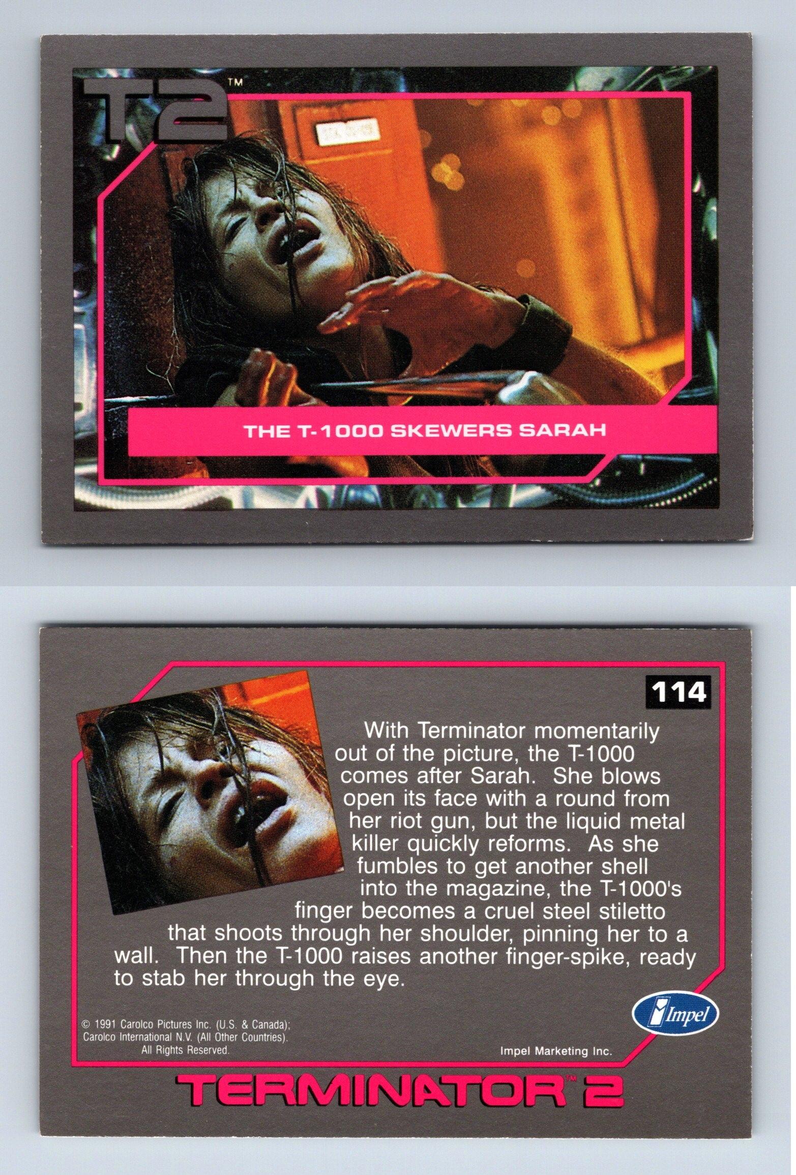 The T 1000 Skewers Sarah 114 T2 Terminator 2 Impel 1991 Trading Card