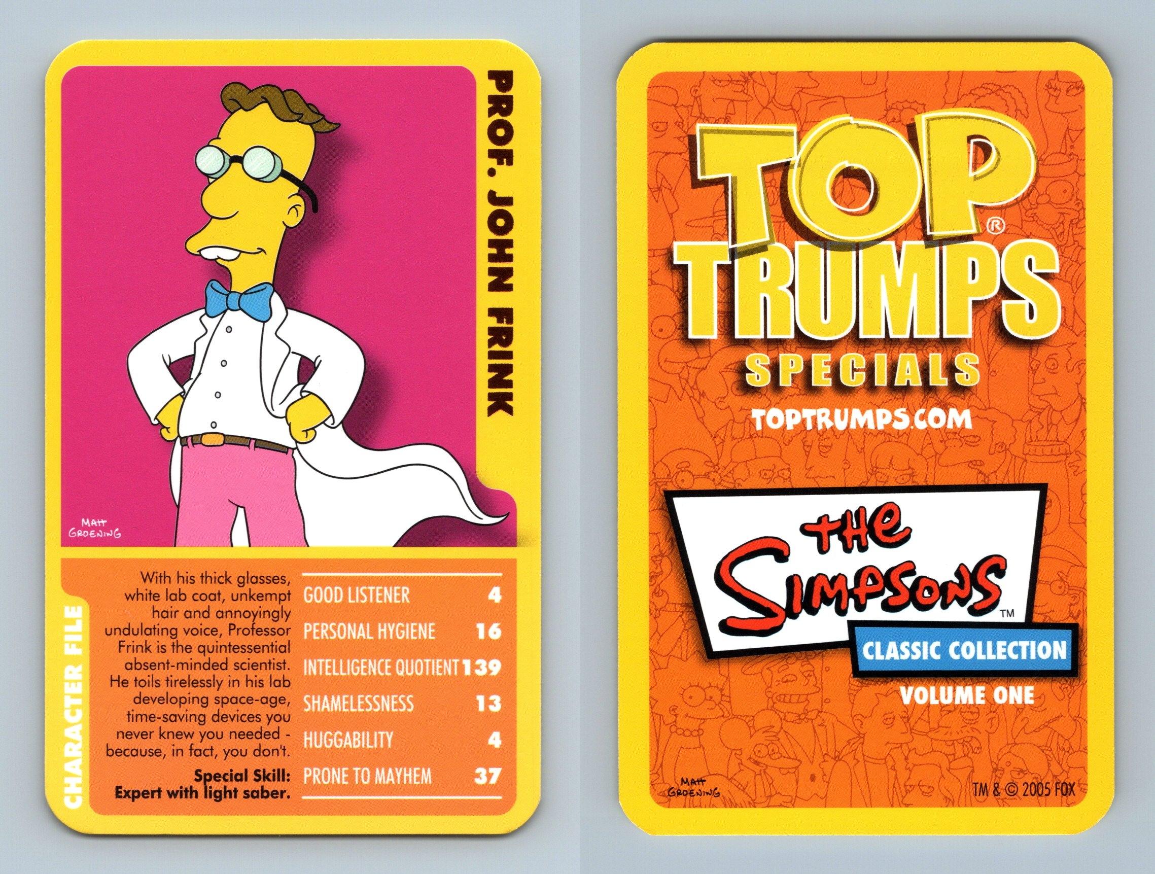 Prof John Frink The Simpsons Classic Volume 1 2005 Top Trumps