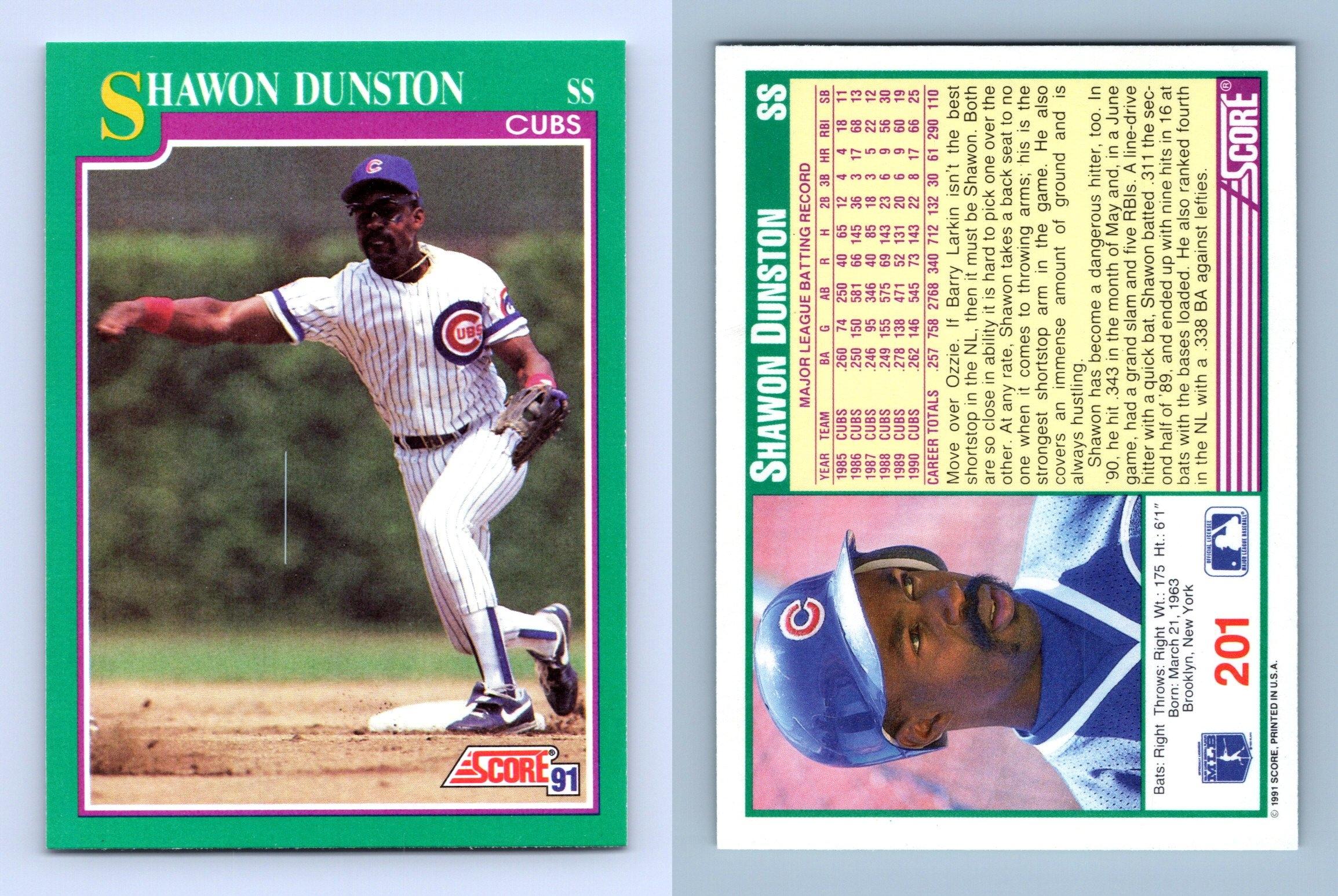Shawon Dunston - Cubs #201 Score 1991 Baseball Trading Card