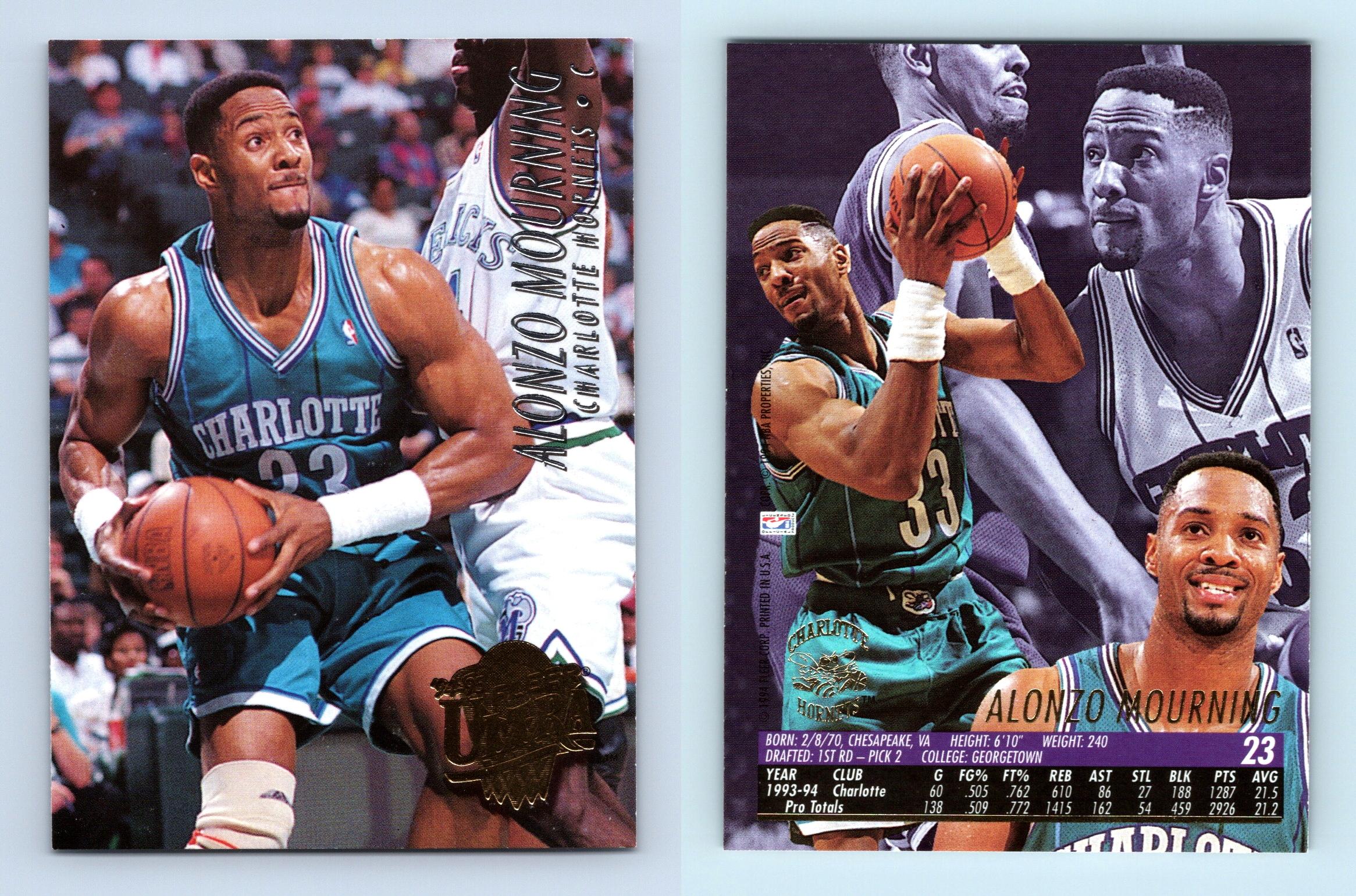 Alonzo Mourning - Hornets #23 Fleer Ultra 1994-5 Basketball Trading Card