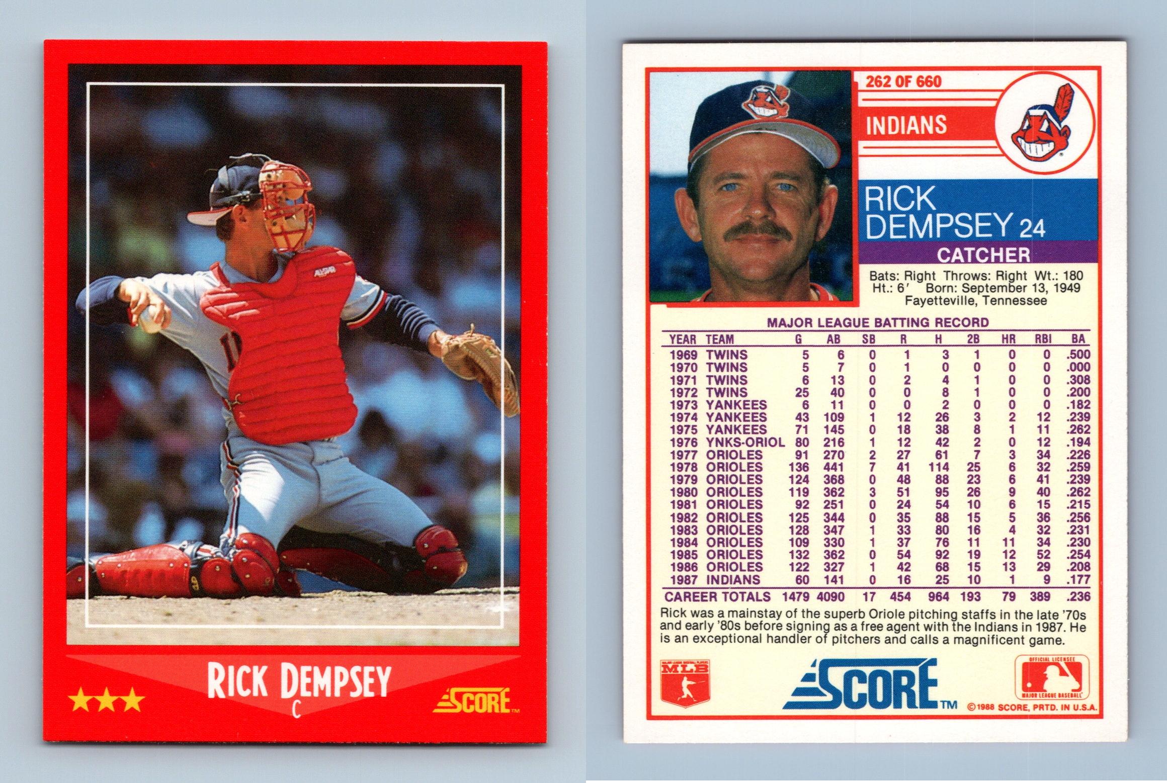 Rick Dempsey - Indians #262 Score 1988 Baseball Trading Card