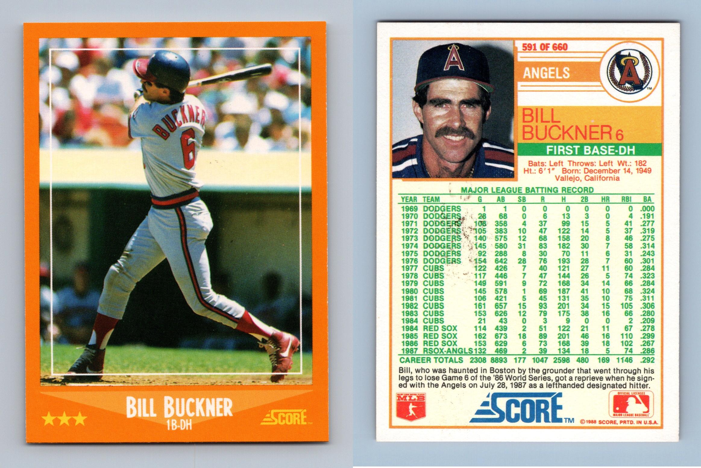 Bill Buckner - Angels #591 Score 1988 Baseball Trading Card
