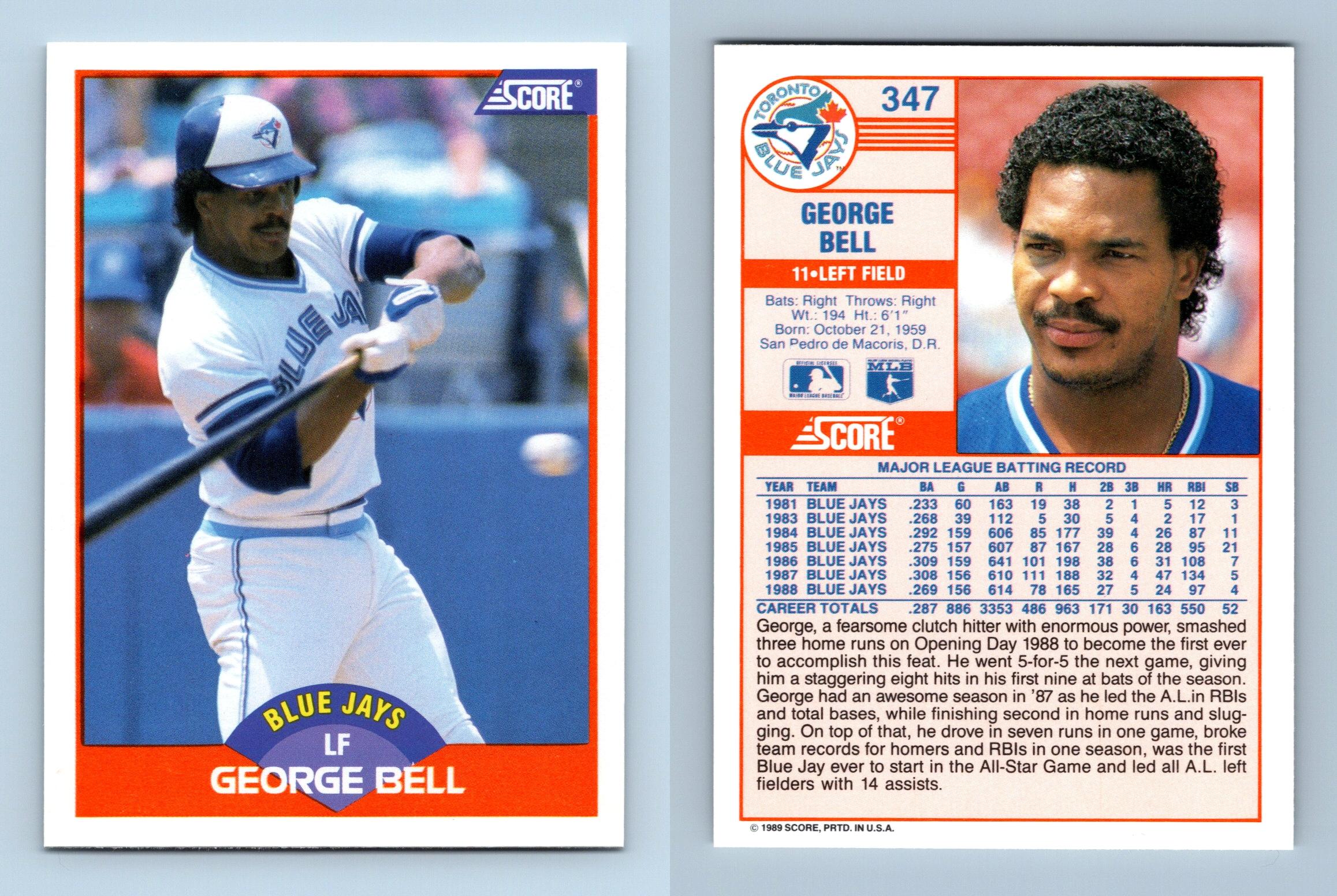 George Bell Signed 1989 Topps Baseball Card - Toronto Blue Jays