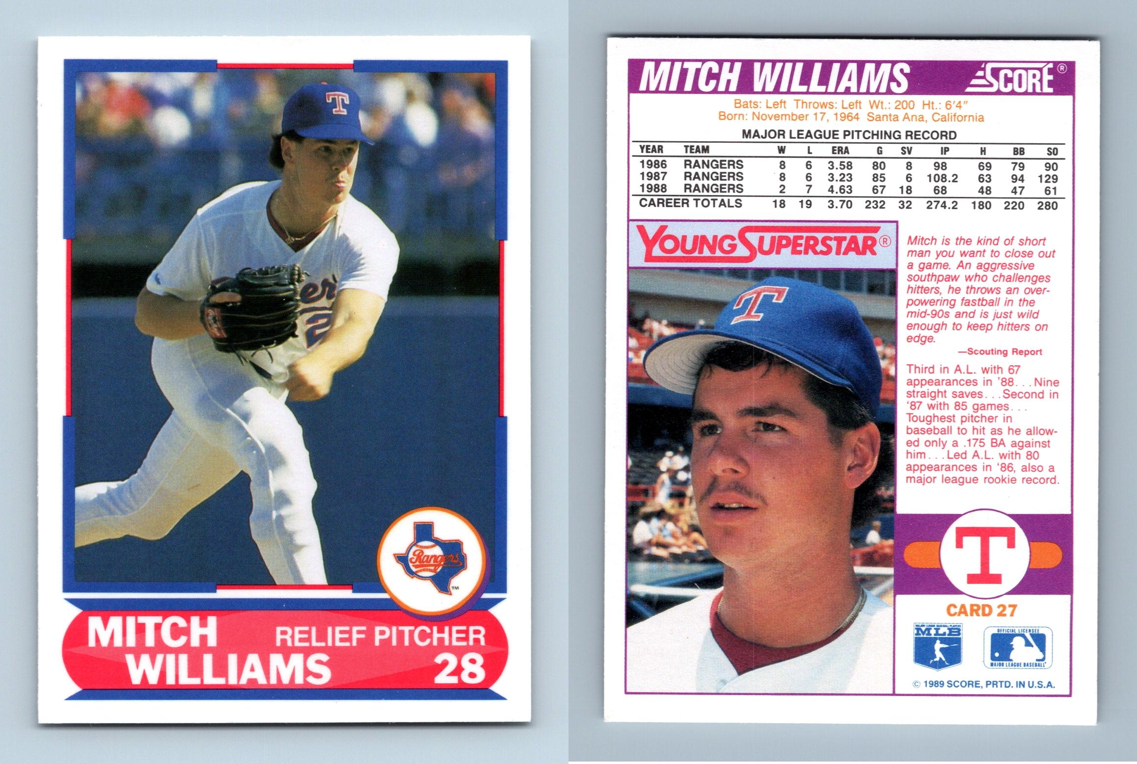Mitch Williams - Rangers #27 Score 1989 Young Superstars I