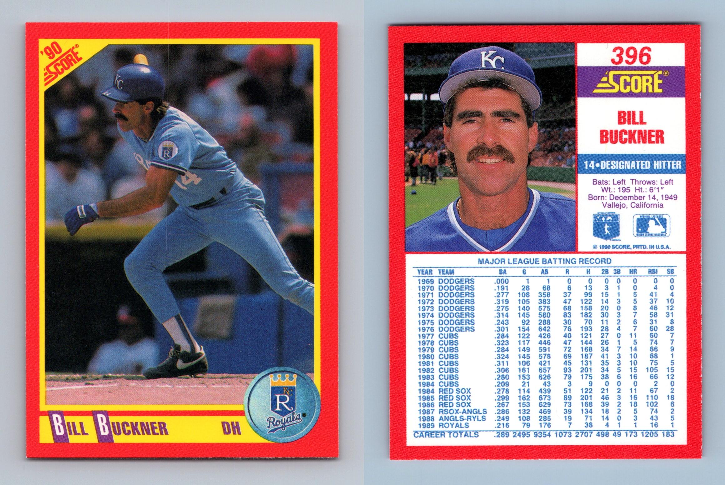 Bill Buckner - Royals #396 Score 1990 Baseball Trading Card