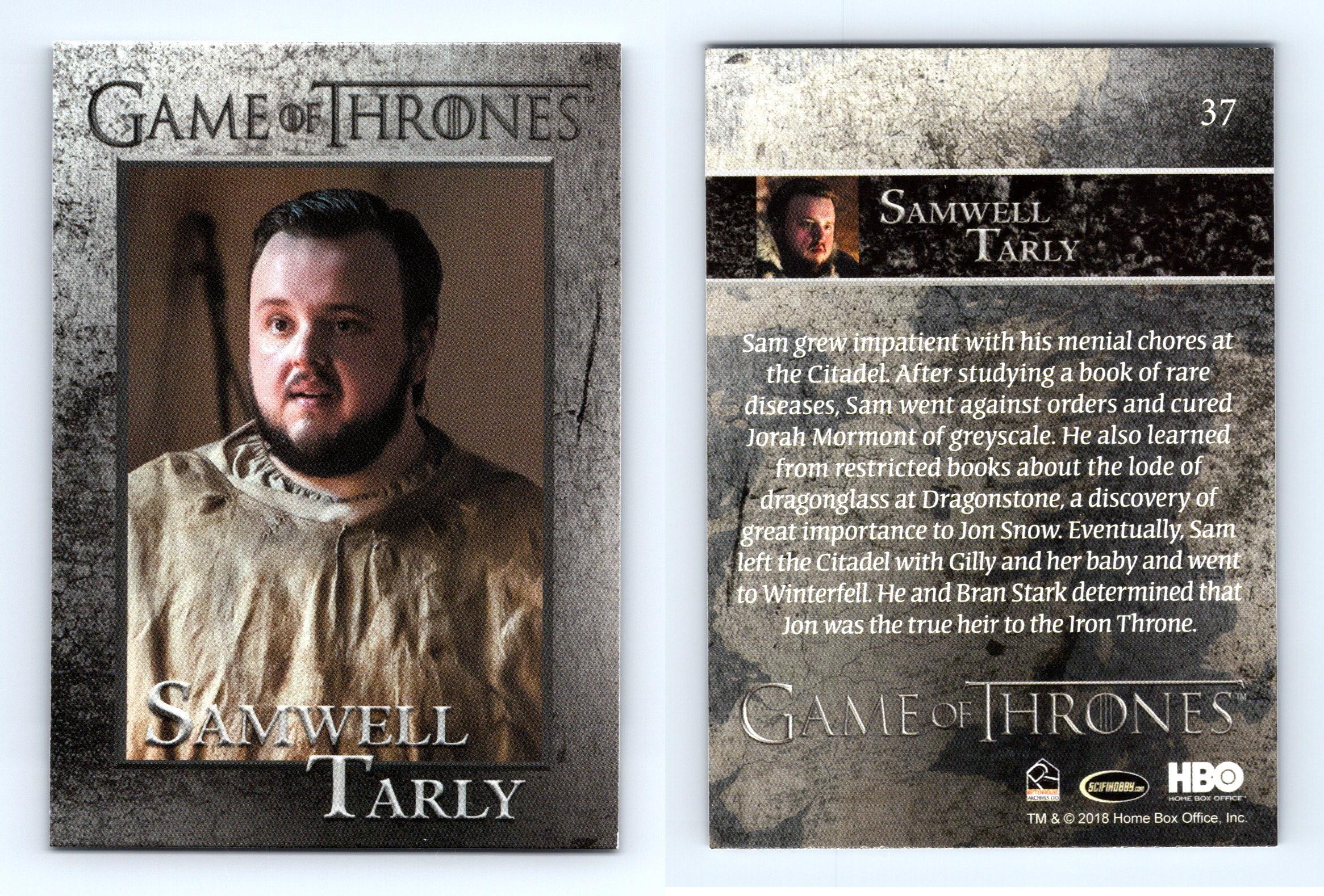 Samwell Tarly 37 Game Of Thrones Season 7 Rittenhouse 2018 Trading Card