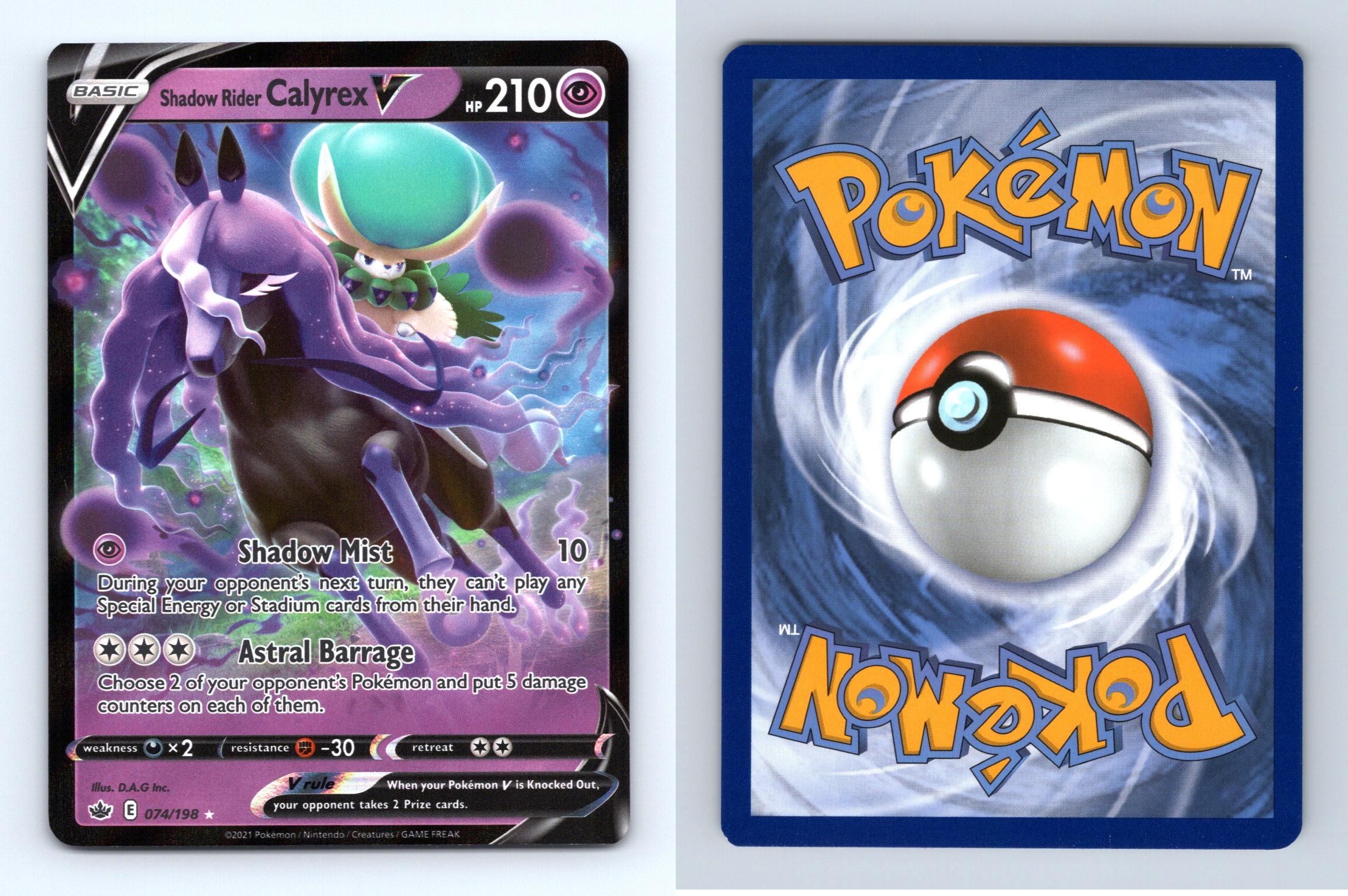 Shadow Rider Calyrex V 74 SWSH Chilling Reign Ultra Rare Half Art