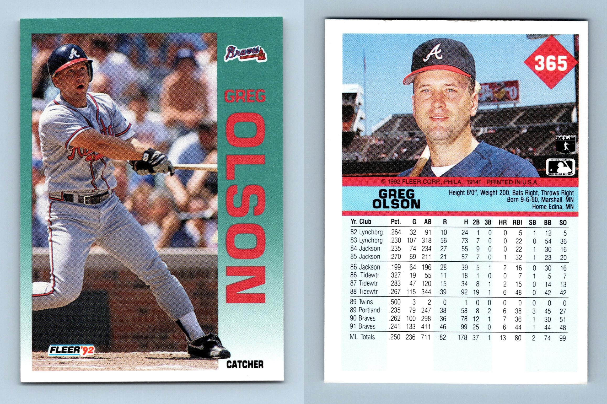 Greg Olson - Braves #365 Fleer 1992 Baseball Trading Card