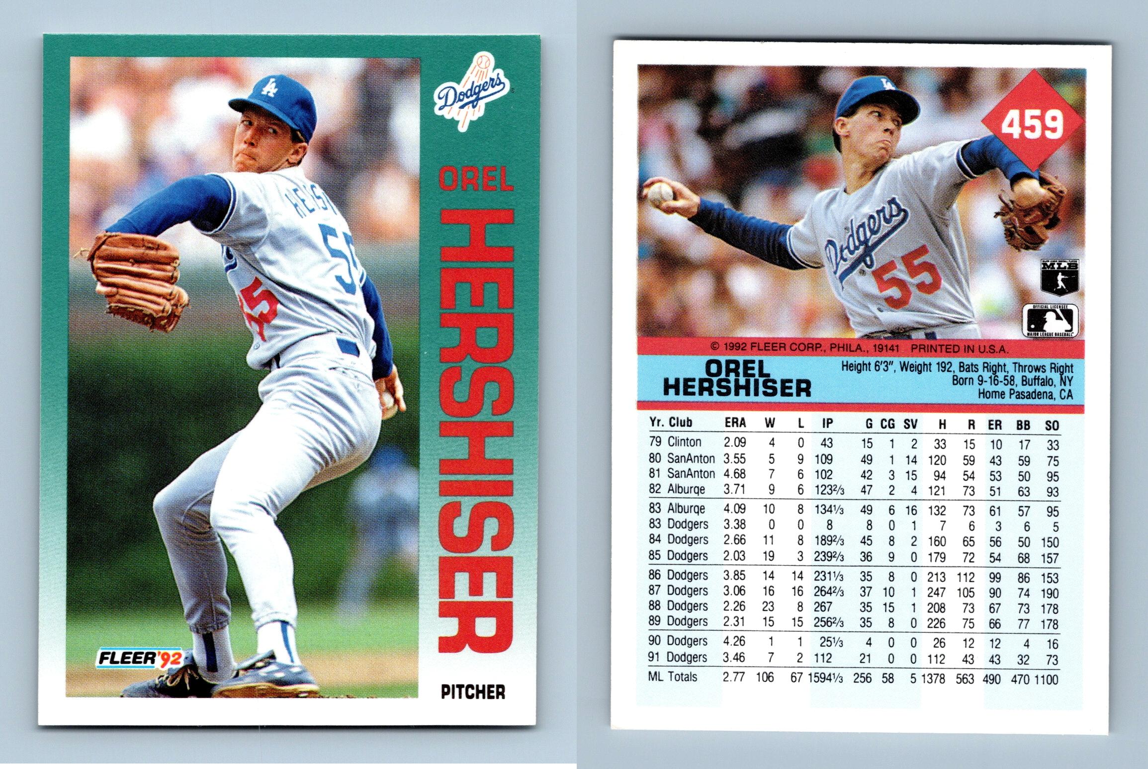 Orel Hershiser - Dodgers #459 Fleer 1992 Baseball Trading Card