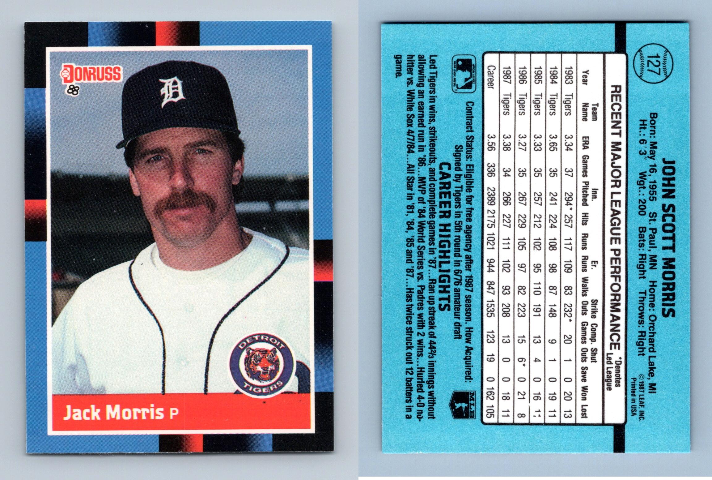 Jack Morris - Tigers #127 Donruss 1988 Baseball Trading Card