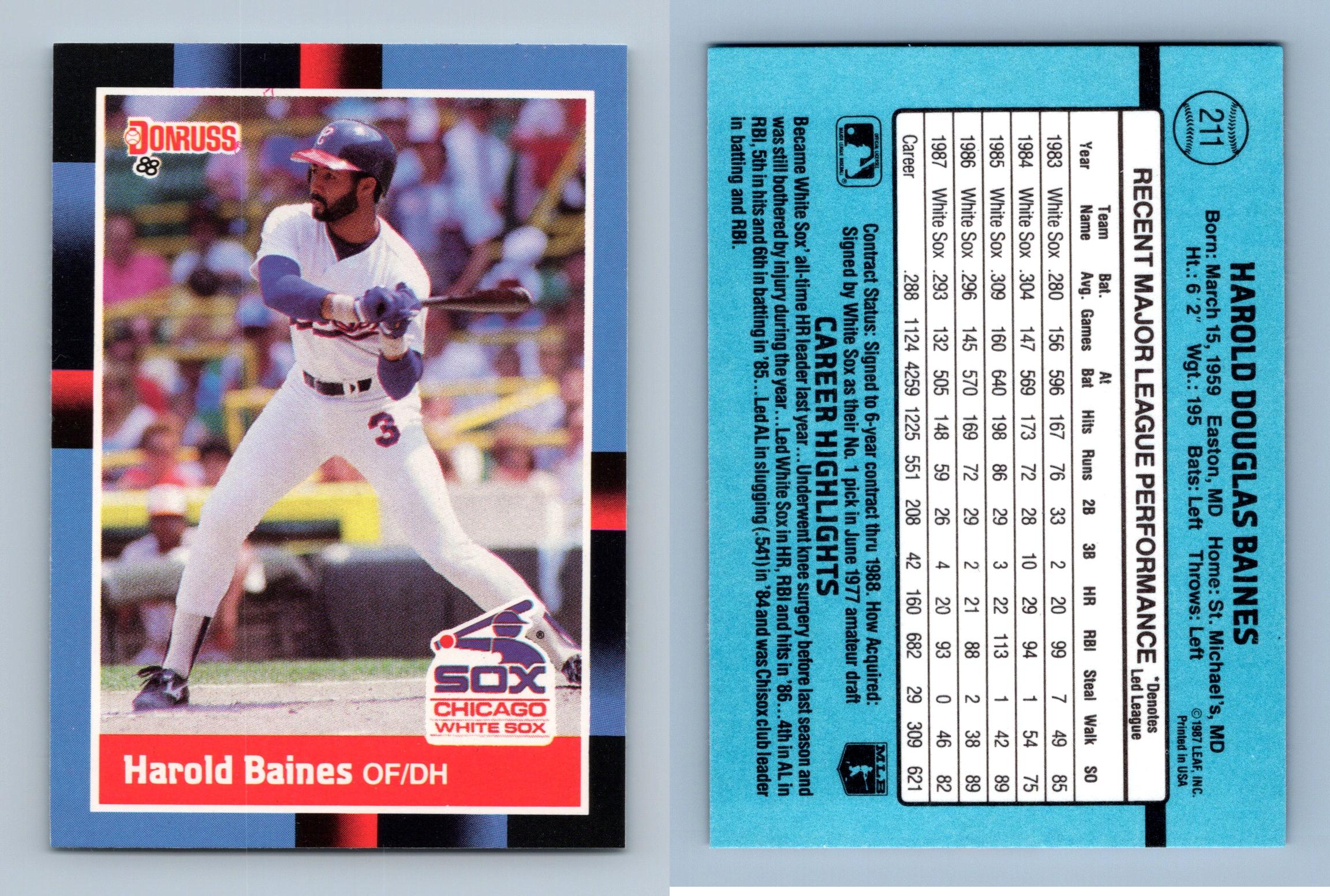 Harold Baines - White Sox #211 Donruss 1988 Baseball Trading Card