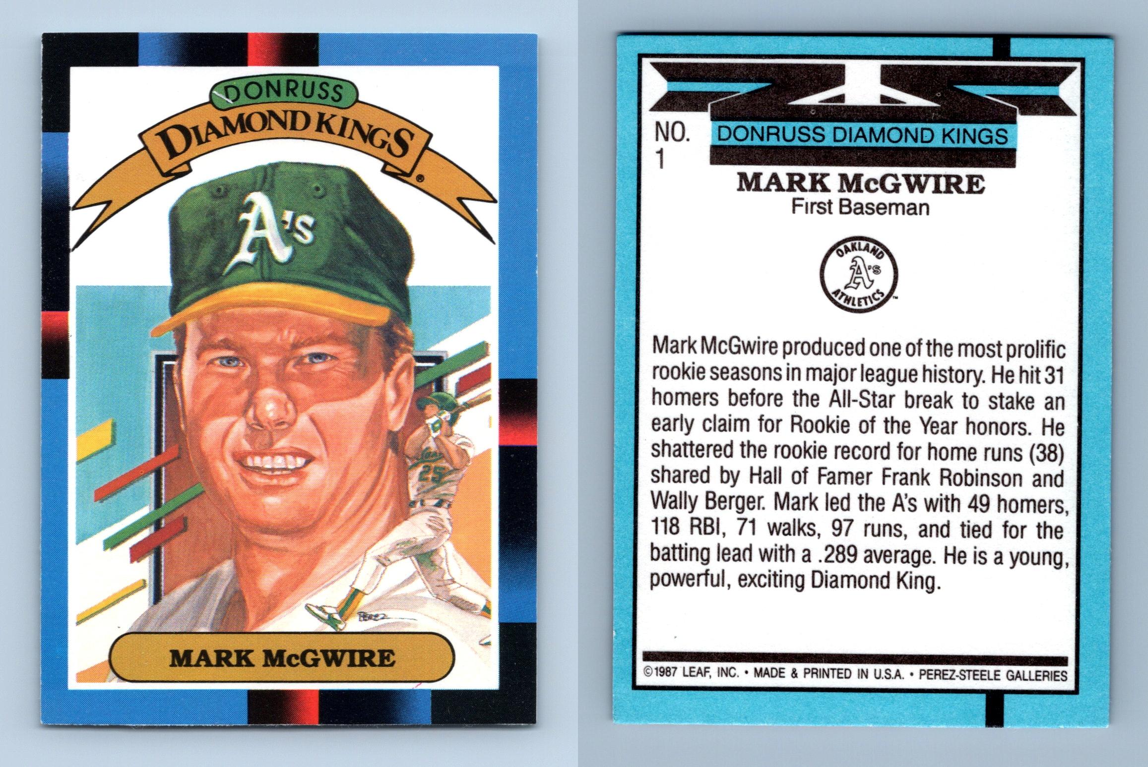 Mark McGwire #1 Donruss 1988 Diamond Kings Baseball Trading Card