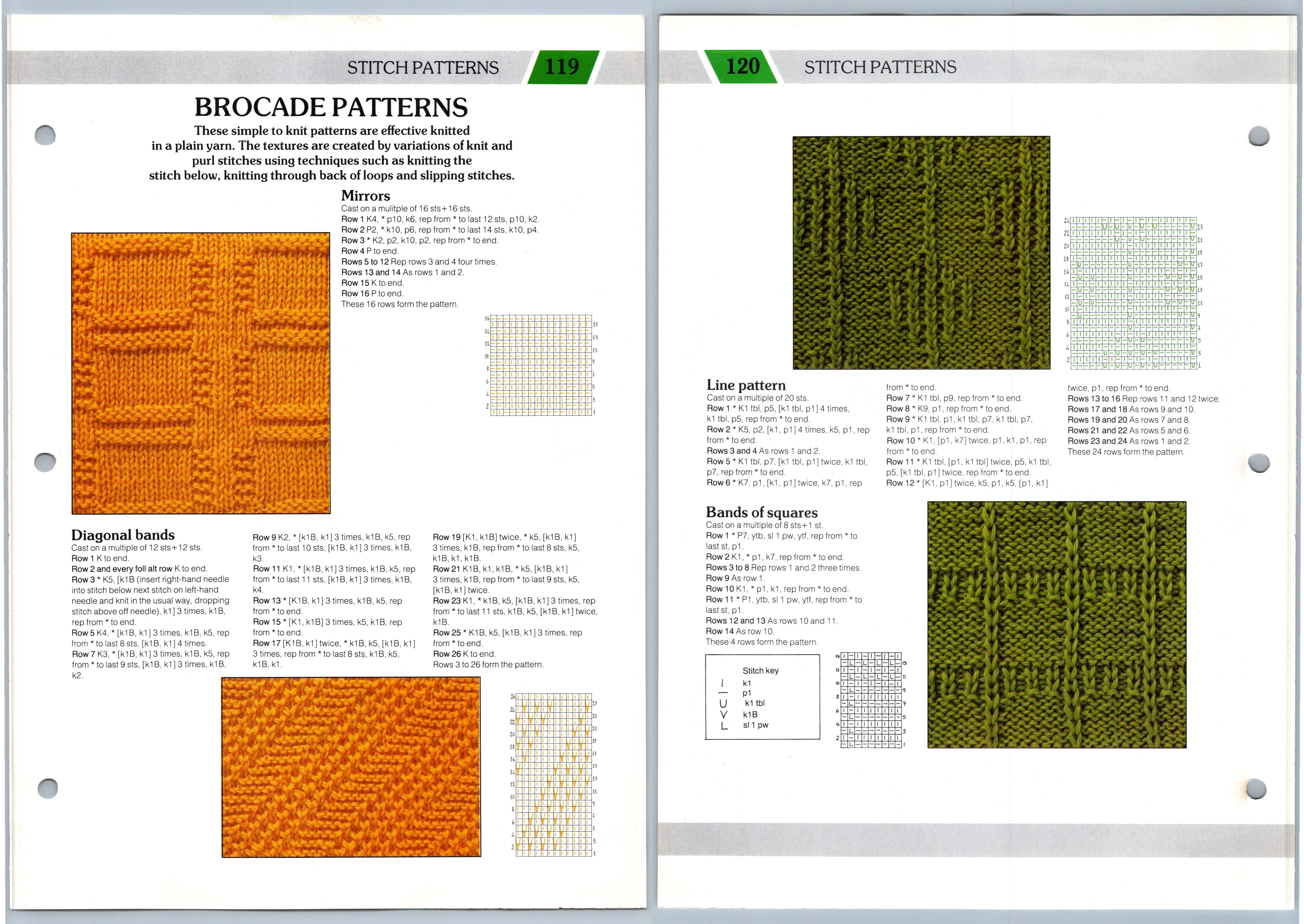 Brocade Patterns #119 & #120 Stitch Creative Knitting Pattern