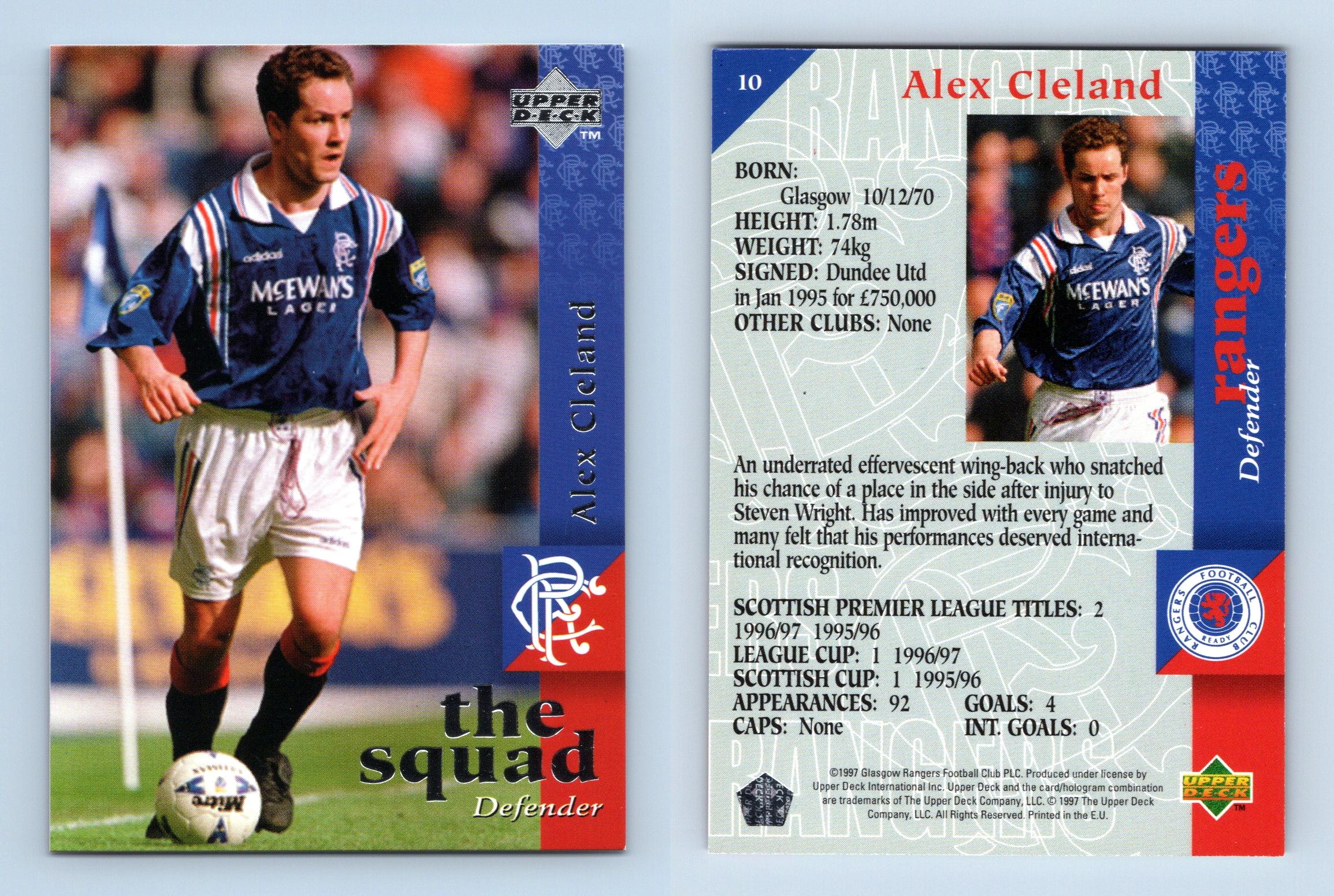 Alex Cleland #10 Glasgow Rangers 1997-98 Upper Deck Football Trading Card